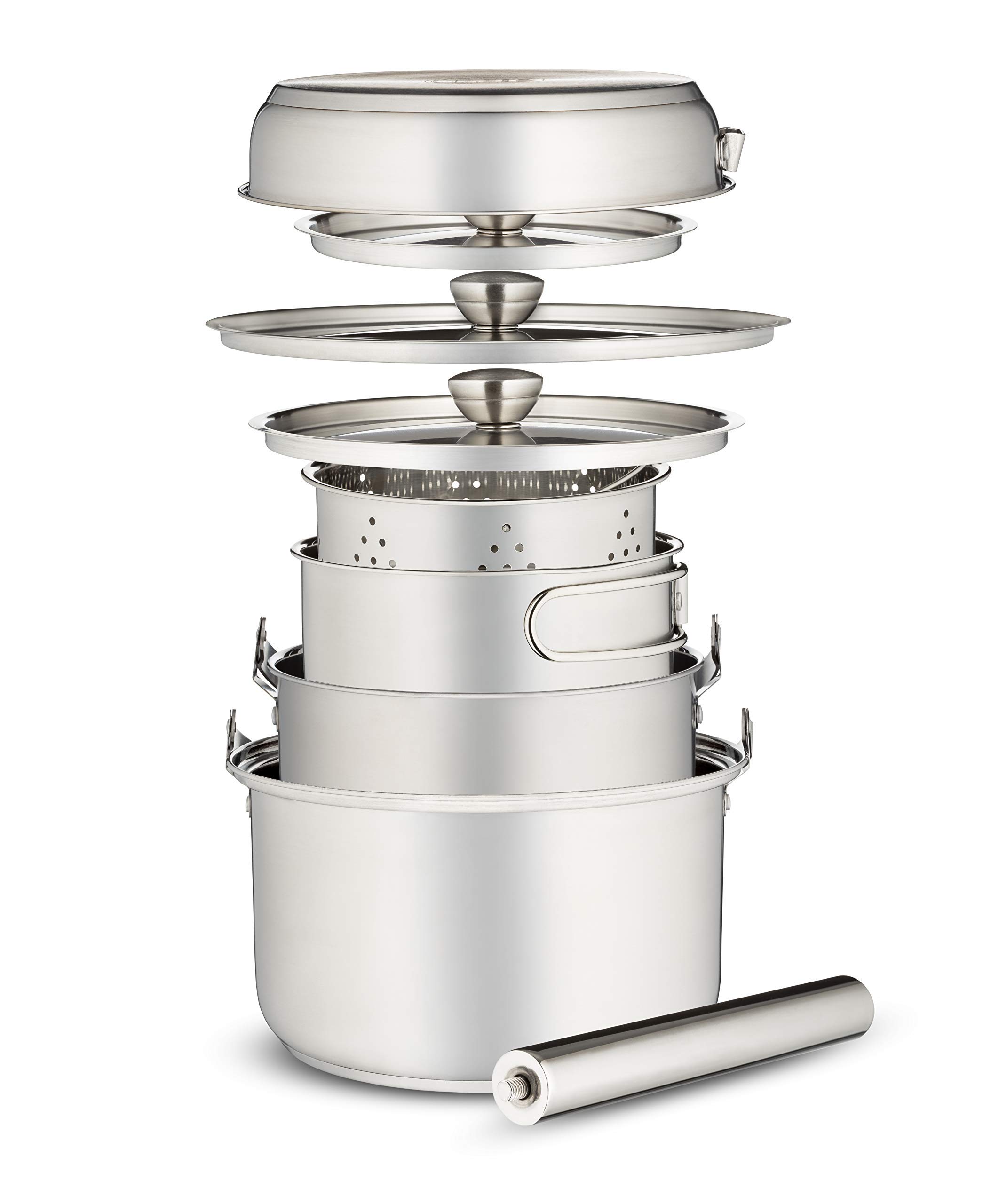 11-Piece Camping Cookware Set - Portable Stainless Steel Pots & Pans with Travel Organizer - Compact Grill Accessories for Outdoor Cooking, Backpacking & RV Trips - Durable 304 Stainless Steel Open Fire Cooking Kit for Camping, Hiking & Picnics