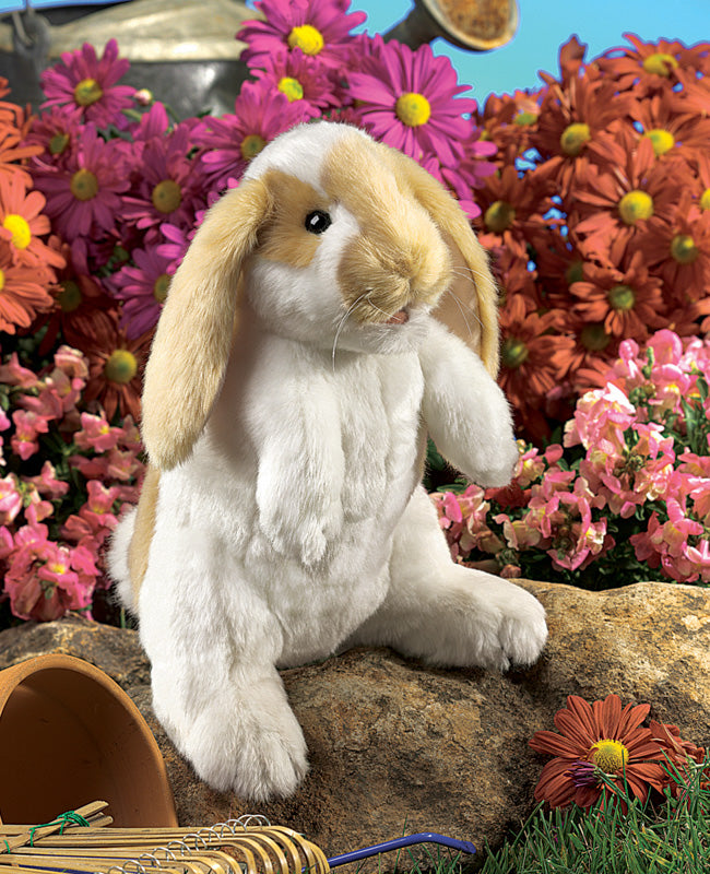 Folkmanis Standing Lop Rabbit Hand Puppet - Soft Plush Animal Toy for Storytelling, Education & Interactive Play - Perfect for Kids, Teachers & Puppet Shows