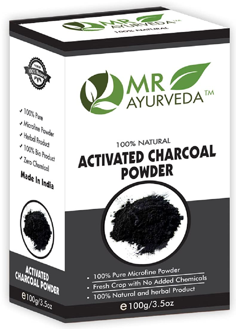 Organic Activated Charcoal Powder for Face & Skin - 100g | MR Ayurveda Detoxifying Charcoal Mask | Teeth Whitening, Deep Pore Cleansing & Blackhead Removal | Natural Skincare & Beauty Routine