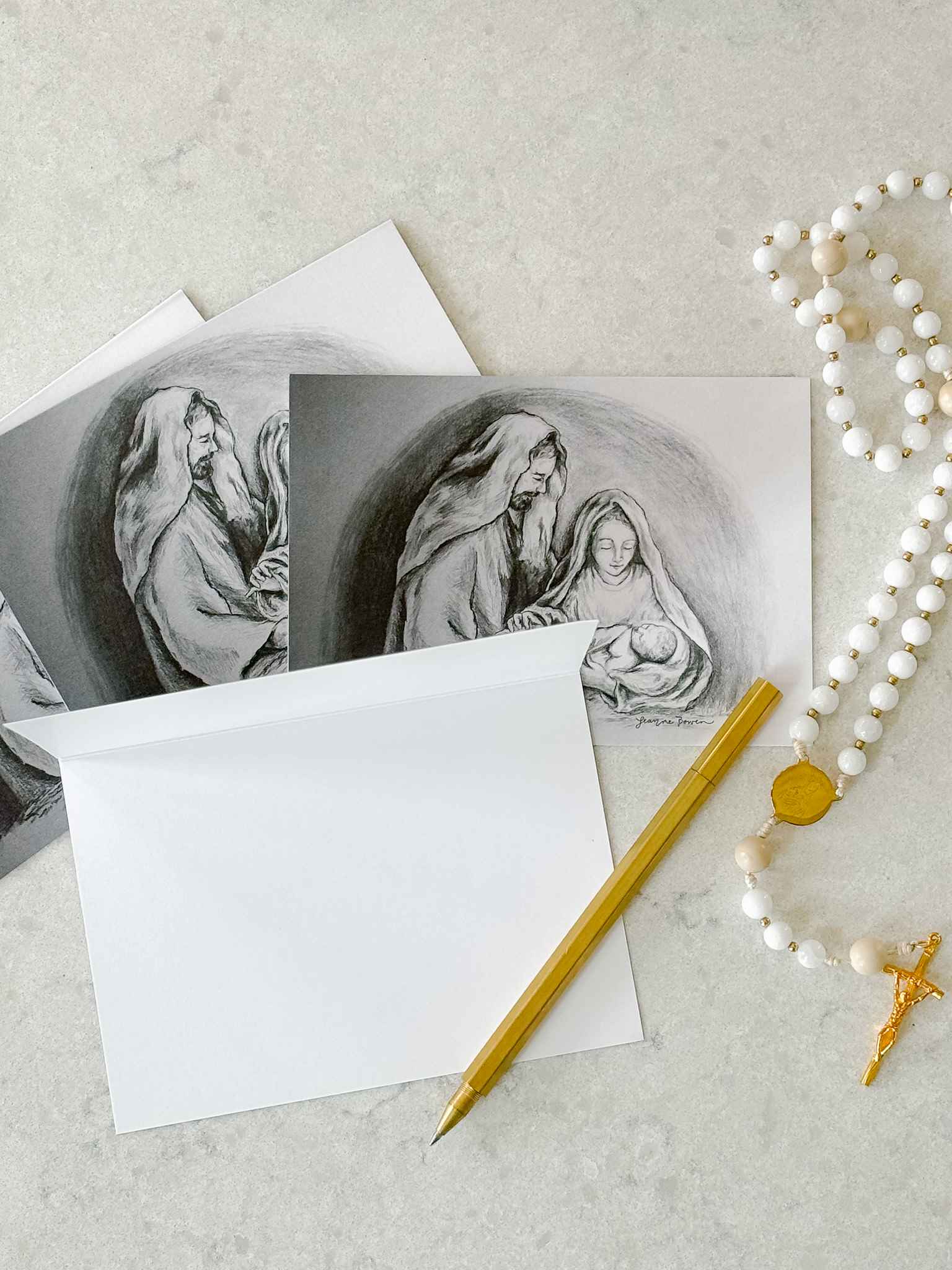 Holy Family Christmas Greeting Cards - Set of 5 Religious Holiday Cards for Family, Friends & Church - Perfect for Christmas Wishes, Holiday Mail & Seasonal Greetings