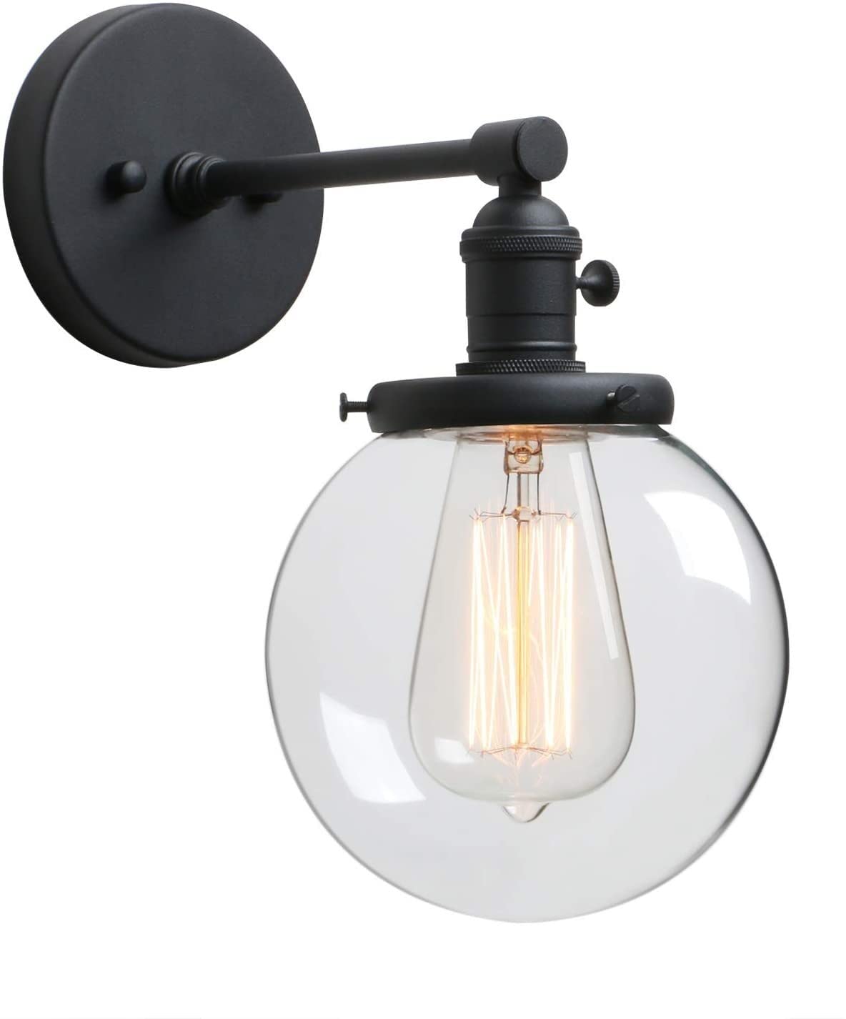 AMBAYZ Adjustable Retro Industrial Wall Lamp - Black, E27 Socket, Hardwired for Indoor Use - Perfect for Dressing Room, Bedroom, Living Room, Corridor, Villa Terrace & Garden Balcony