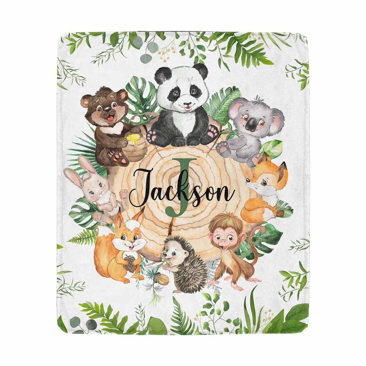 Personalized Woodland Animals Baby Blanket for Boys & Girls - Custom Name Kids Blanket 40