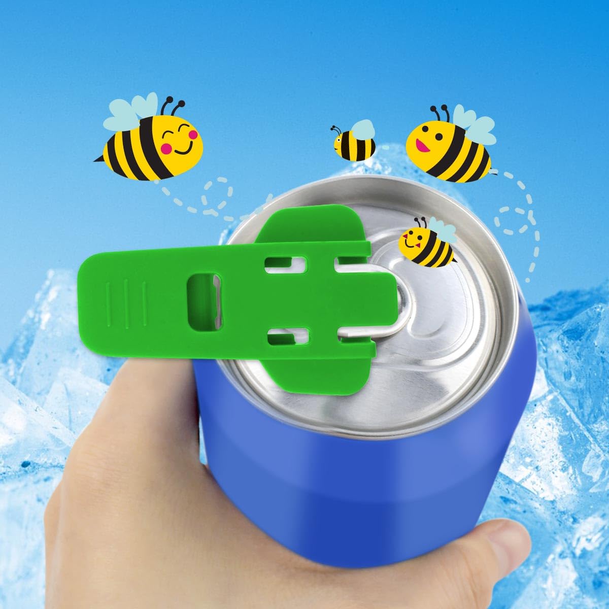 6 Pack Manual Easy Can Opener - Soda Beer Can Openers with Plastic Beverage Cover Protector - Pop Coke Aluminum Drink Shields & Colorful Can Tab Covers - Perfect for Parties, Camping, BBQs & Home Use (6 Colors)