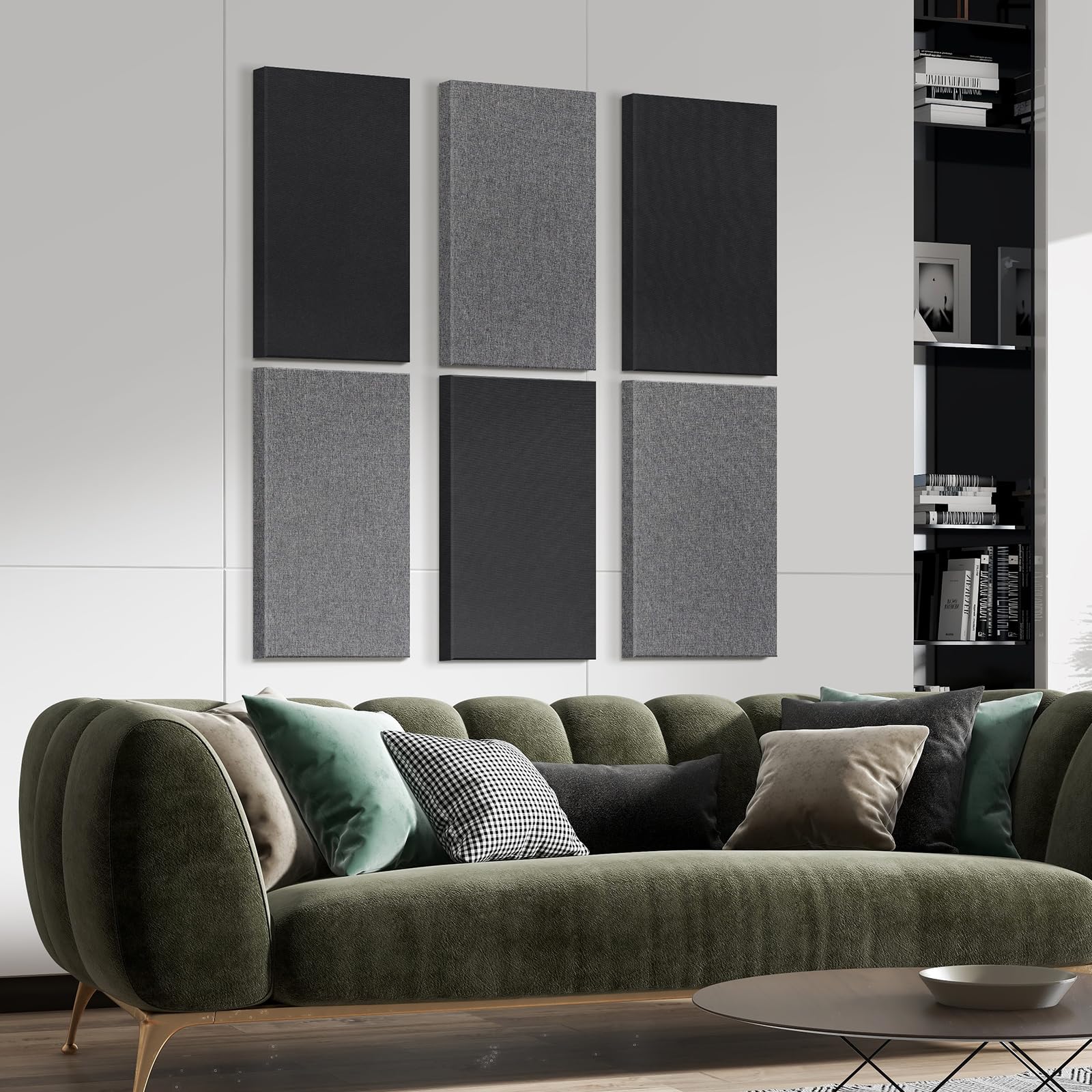 UMIACOUSTICS 4 Pack Acoustic Panels - Fiberglass Soundproof Wall Panels with Self-Adhesive Backing for Noise Reduction in Home Studio, Office & Theater (Heather Gray) | Perfect for Podcasting, Music Recording & Home Theater Sound Treatment