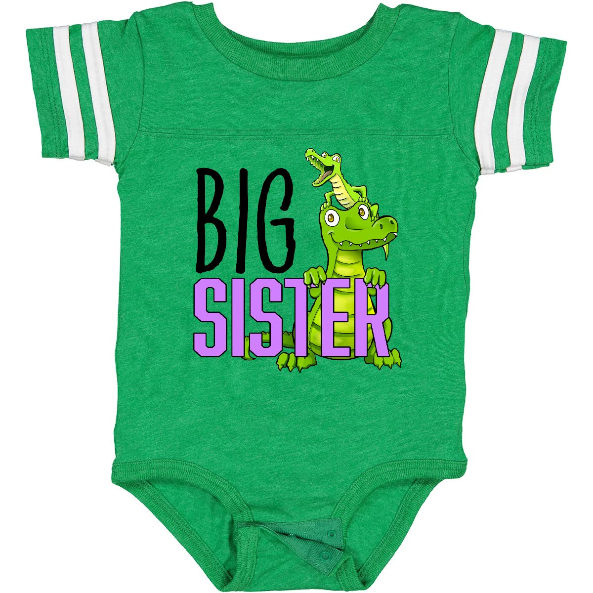Inktastic Big Sister with Cute Alligators Baby Bodysuit - Soft Cotton Onesie for Newborns & Infants - Perfect Sibling Gift for Birthdays & Holidays
