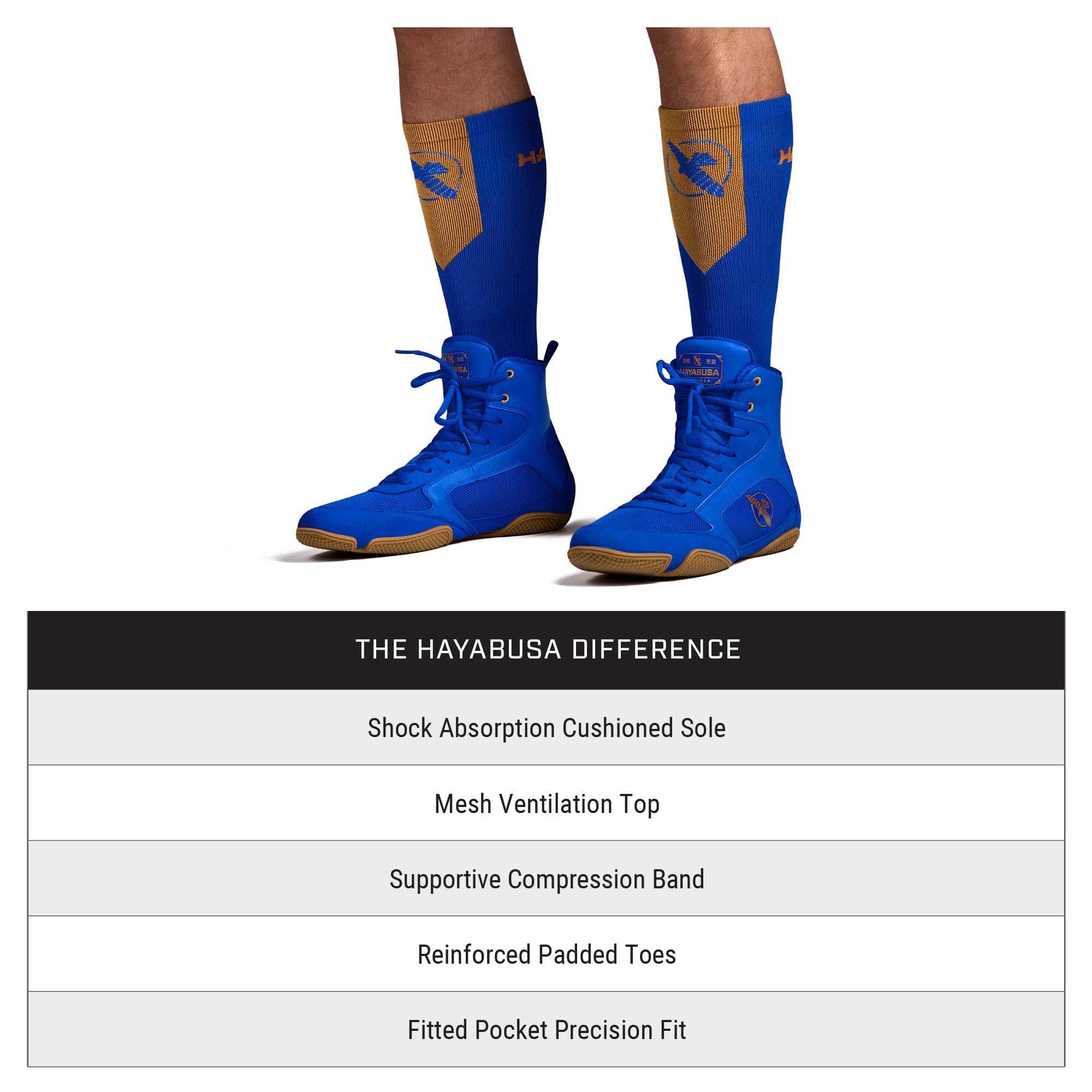 Hayabusa Men's Pro Boxing Socks - Breathable Athletic Training Socks for Boxing, MMA & Workouts (1 Pair) - Perfect for Gym, Martial Arts & High-Intensity Training