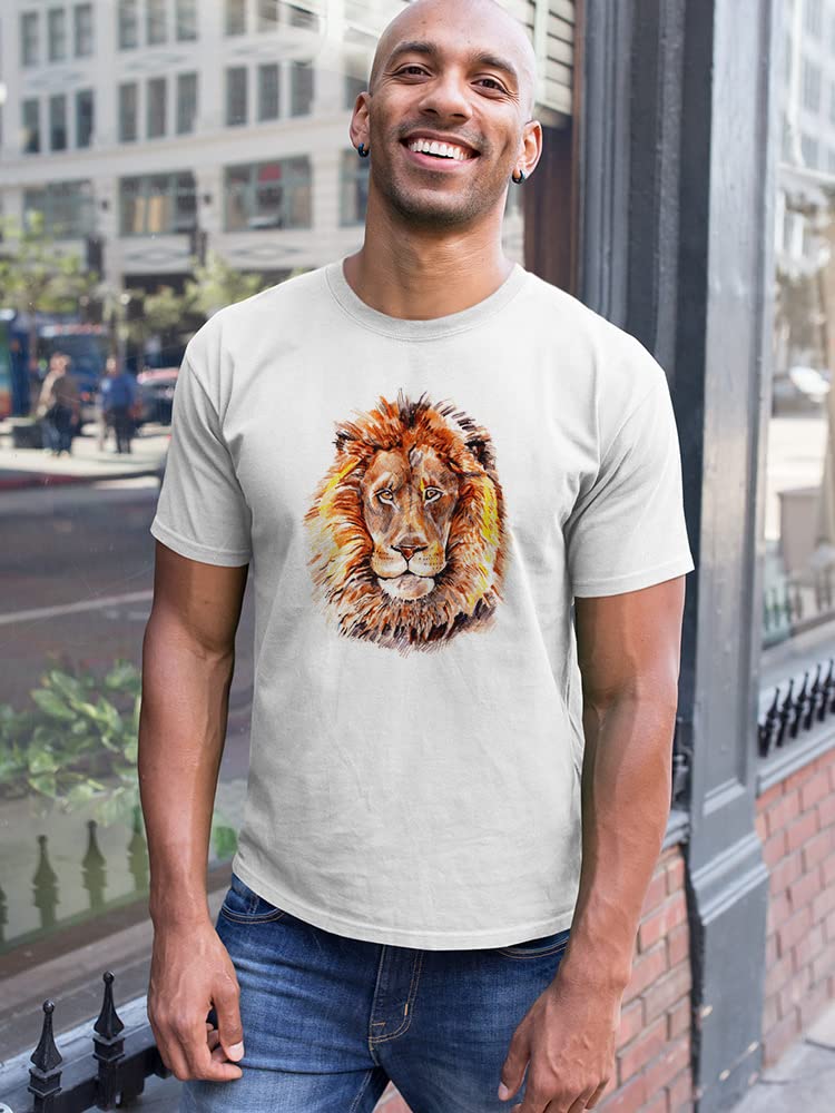 Smartprints Cute Lion Watercolor Sketch T-Shirt for Men - Soft Cotton Graphic Tee for Casual Wear, Street Style & Everyday Outfits