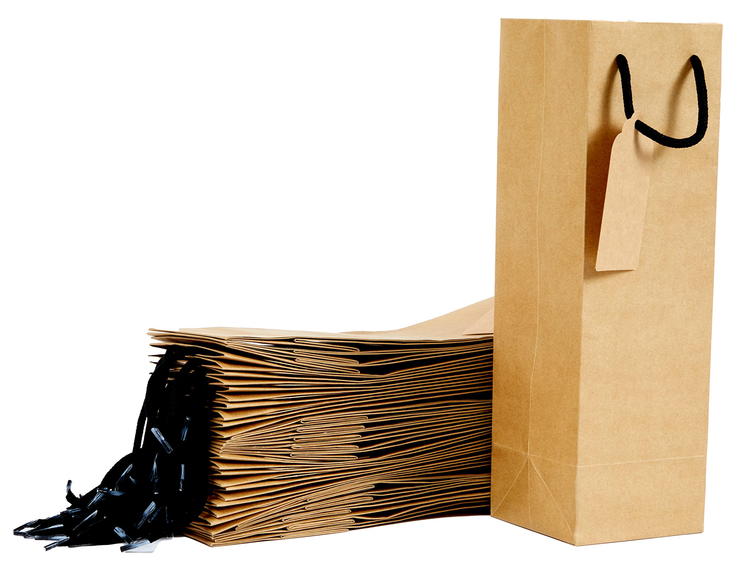 TOHOKU PRIME 24-Pack Kraft Wine Gift Bags 4x4x13 Inch - Eco-Friendly Wine Bottle Bags & Tumbler Gift Bags Bulk for Parties, Weddings & Corporate Gifts