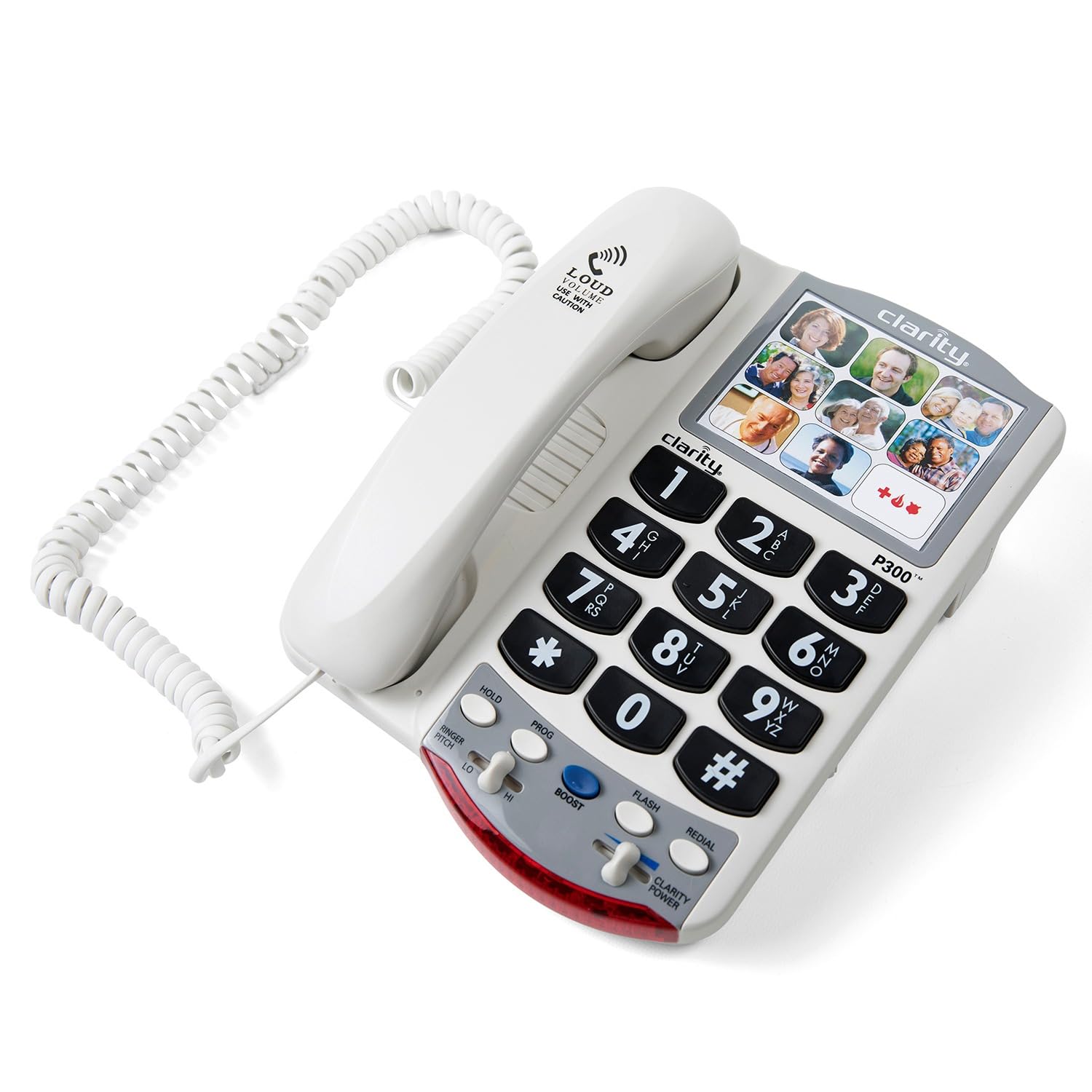 Clarity P300 Amplified Landline Phone for Hearing Impaired - Adjustable Volume & Ringer Pitch Control - Corded Home Office Telephone for Seniors & Hard of Hearing - Perfect for Bedroom, Kitchen, and Office Use