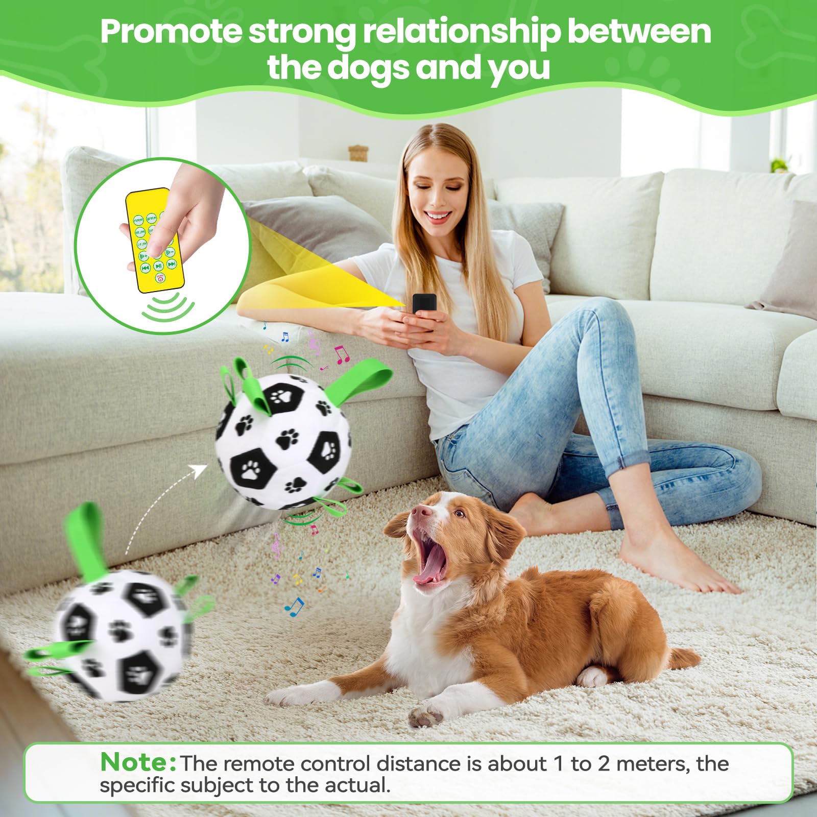 QDAN Interactive Dog Toys Balls - Automatic Rolling & Remote Control Rechargeable Pet Toy for Small & Medium Dogs | Squeaky Puppy Enrichment Toy to Relieve Boredom | Perfect for Indoor Play, Training & Keeping Dogs Entertained
