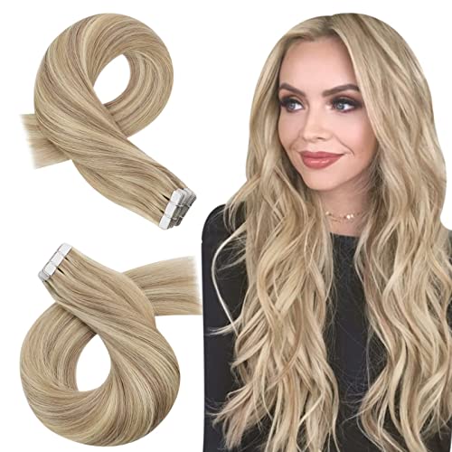 Premium 22 Inch Honey Blonde Tape-in Hair Extensions - 20pcs 50g Human Hair Clip-ins for Straight Hair with Natural Highlights | Perfect for Daily Styling, Parties & Special Occasions