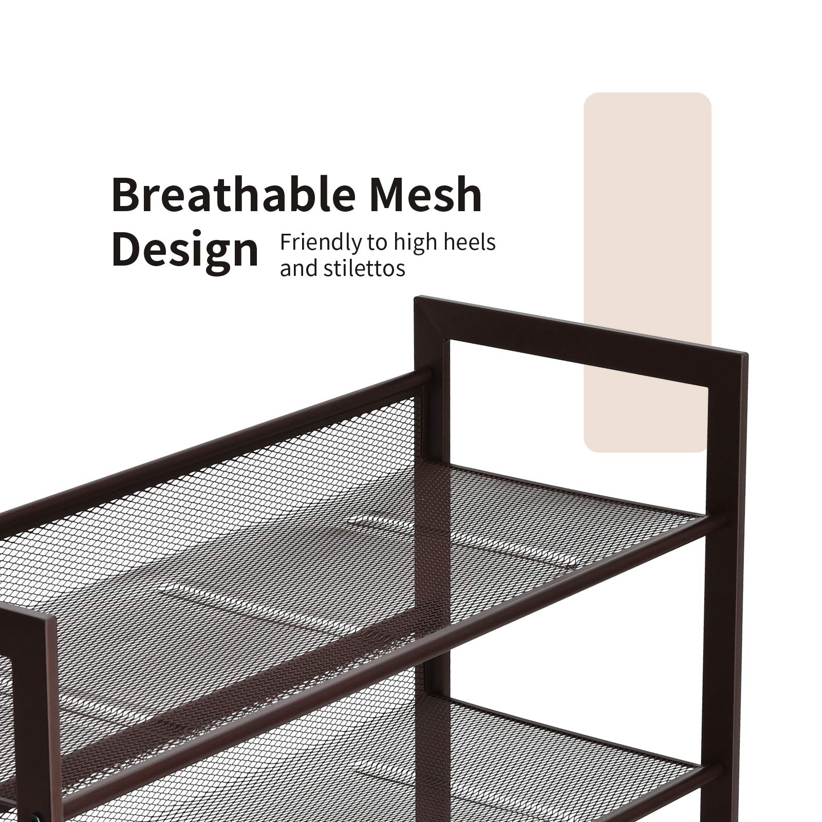 Giantex 3-Tier Metal Shoe Rack Organizer - Adjustable Angled/Flat Mesh Shelves Holds 9-12 Pairs - Freestanding Shoe Storage for Entryway, Closet, Bedroom & Hallway - Space Saving Shoe Organizer for Small Apartments & Dorm Rooms