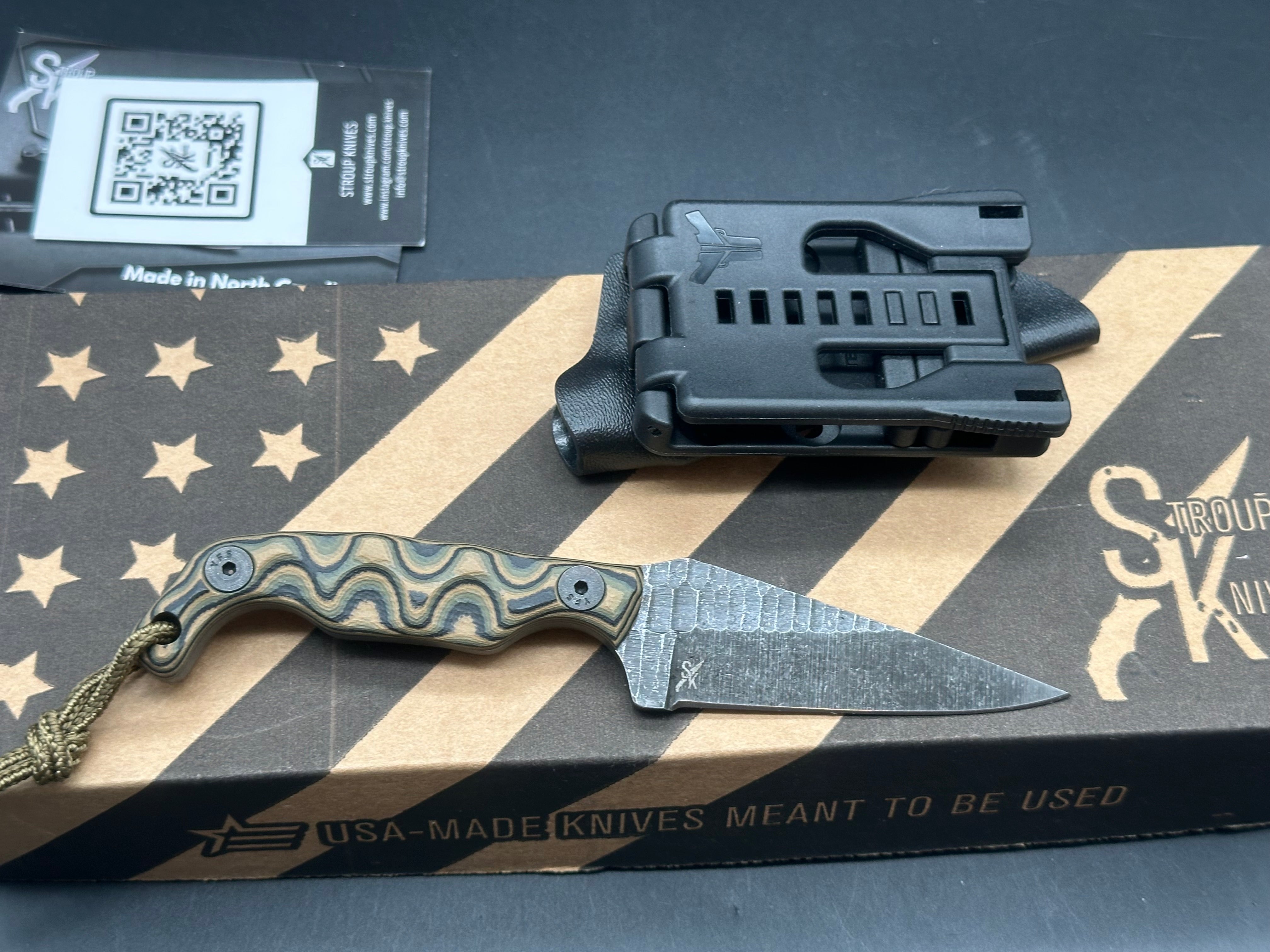 Stroup Knives Mini Fix Folding Pocket Knife - Camo G-10 Handle, Durable EDC Blade for Outdoor Camping, Hunting & Everyday Carry