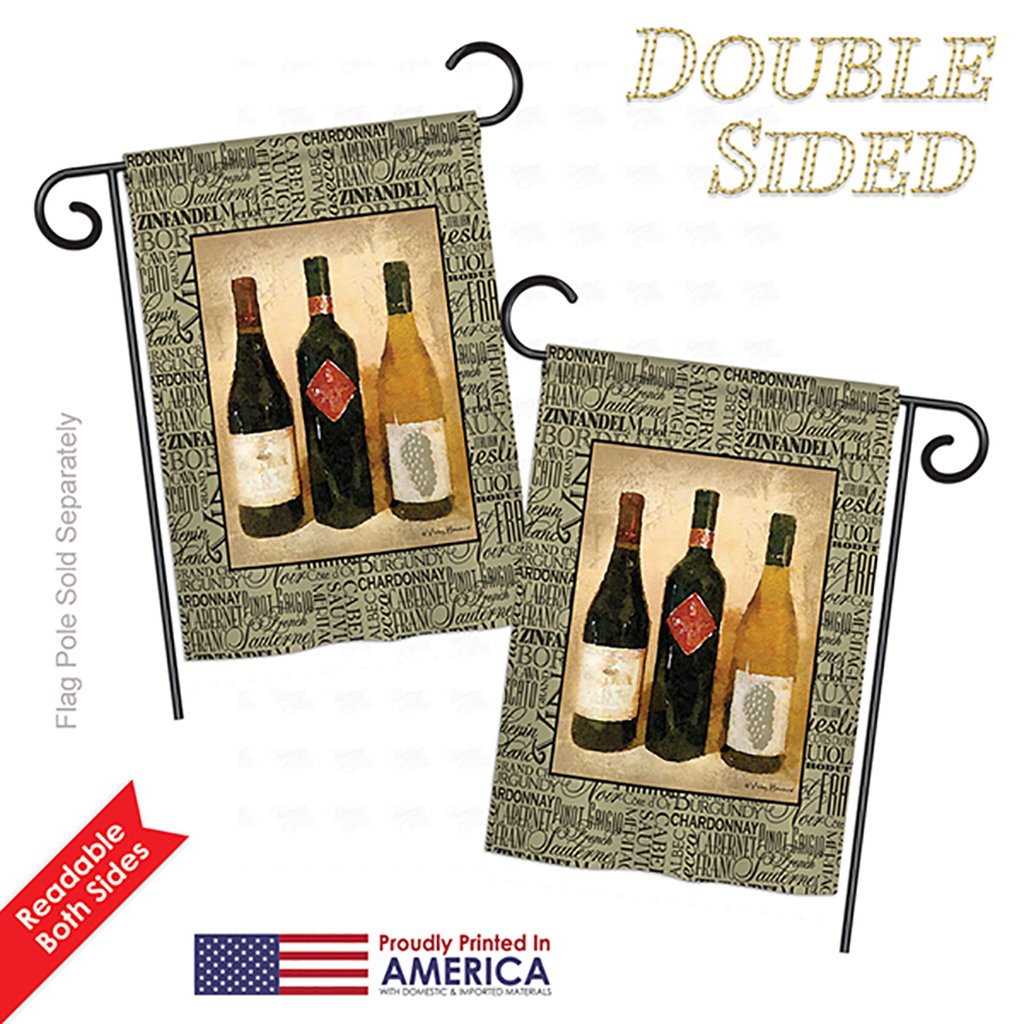 Breeze Decor Wine Garden House Flags Set - 3 Double-Sided 28x40 Inch Yard Banners for Beverages, Fruits, Cheese & Sangria (Red, White, Rose) - Made in USA - Perfect for Outdoor Decor, Parties & Gift Giving