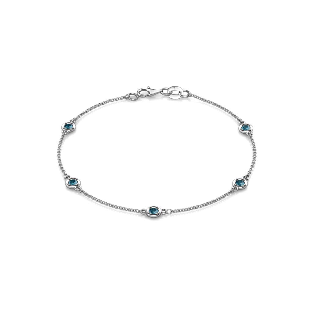 TriJewels 5-Stone London Blue Topaz 1/2 ctw Petite Women's Bracelet in 14K Gold - Elegant Jewelry Gift for Birthday, Anniversary & Special Occasions