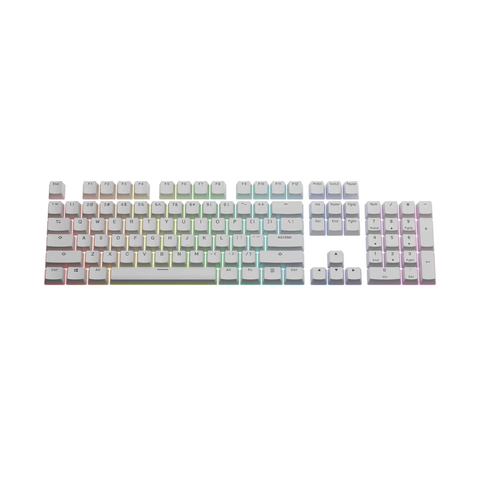 Premium White Keycaps for Mechanical Keyboards - ANSI Layout, Durable PBT Material, Cherry MX Compatible - Perfect for Gaming, Typing & Office Work
