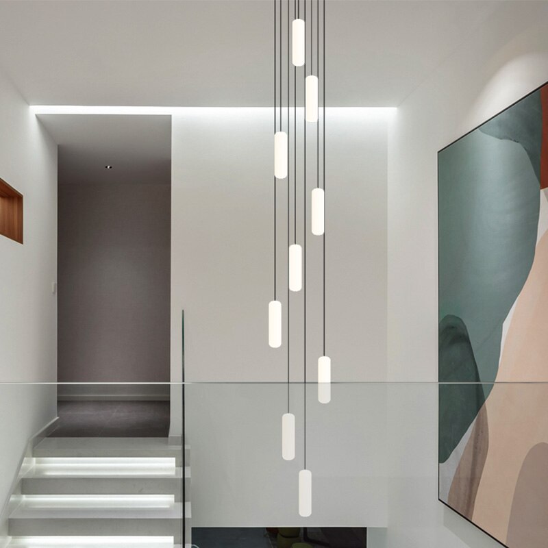 Elegant Staircase Chandelier Lighting Fixture - Modern Crystal Pendant Light for Home & Foyer Decor | Perfect for Stairwells, Entryways, and Grand Halls