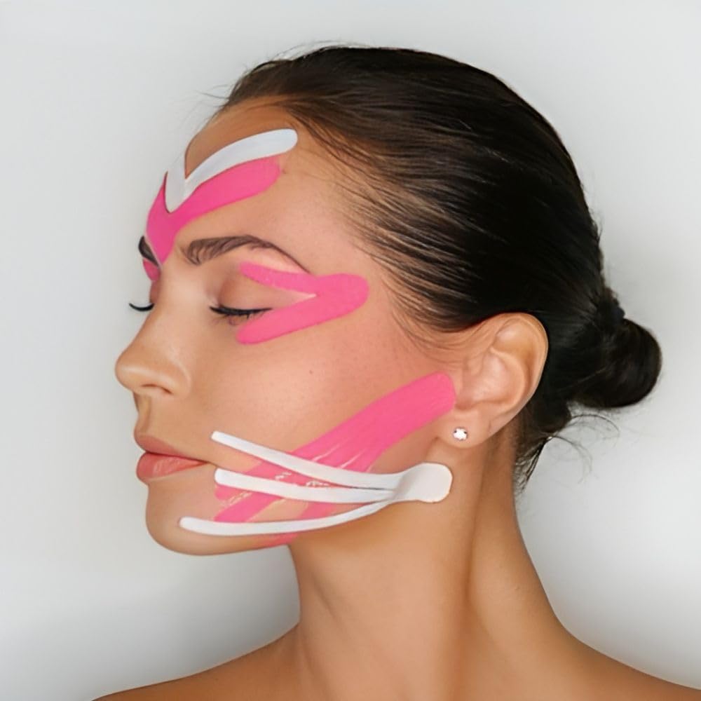 Contourology Beauty K-Tape - Face Lifting Tape for Instant Firming & Wrinkle Reduction - 5 Pcs Face Lift Mask Set for Anti-Aging & Skin Tightening - Perfect for Special Occasions, Photos & Daily Skincare Routine