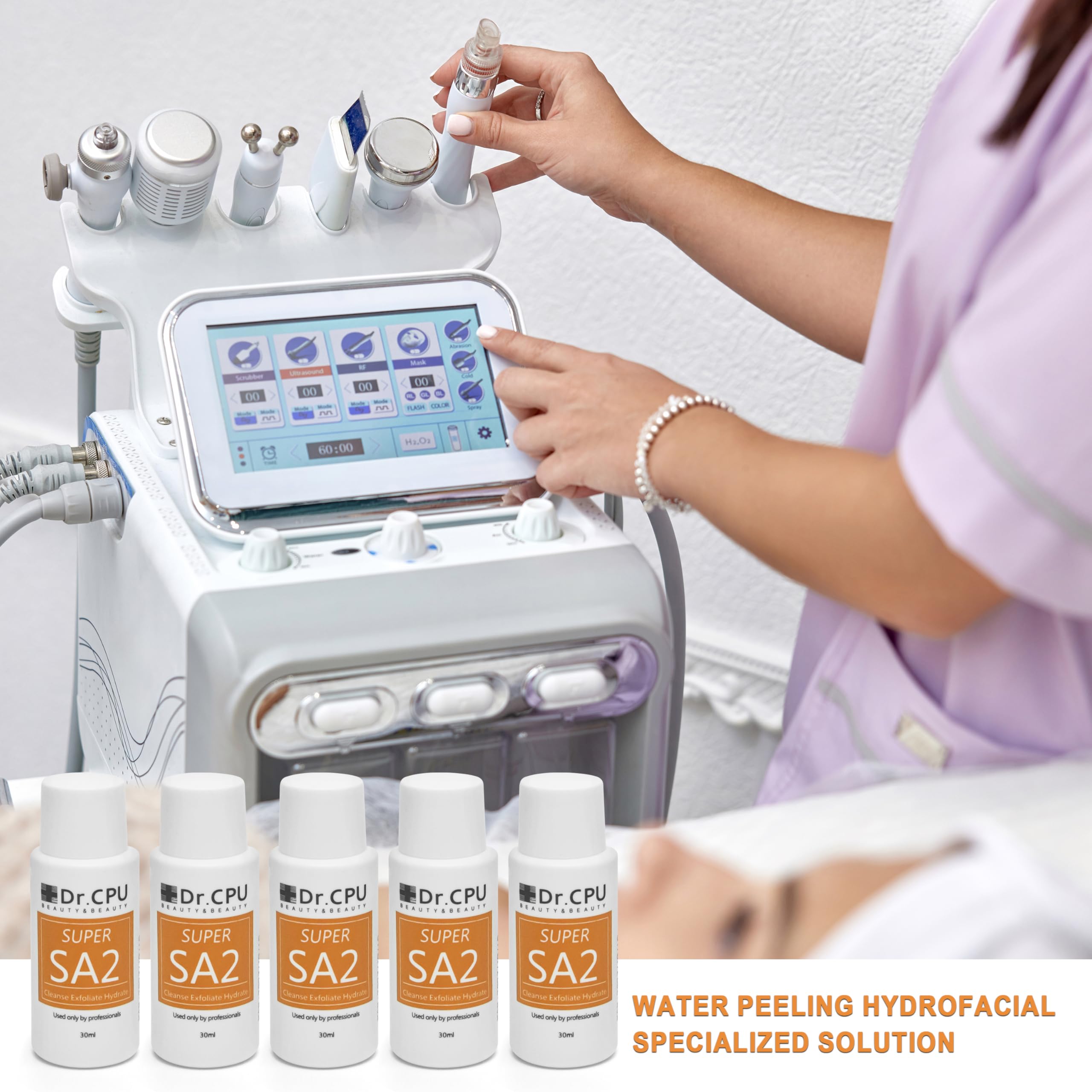 Hydrofacial Water Peeling Solution - Concentrated Aqua Peel Serum for Deep Skin Moisturizing & Cleansing (30ml/1.01oz per Bottle, 5-Pack Set) | Professional Skincare Treatment for Hydration & Exfoliation - Perfect for Spa, Salon & At-Home Facial Care