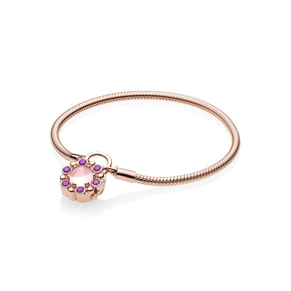 PANDORA Rose Gold Padlock Heraldic Radiance Rose Charm Bracelet for Women - Elegant Jewelry Gift for Anniversary, Valentine's Day & Special Occasions