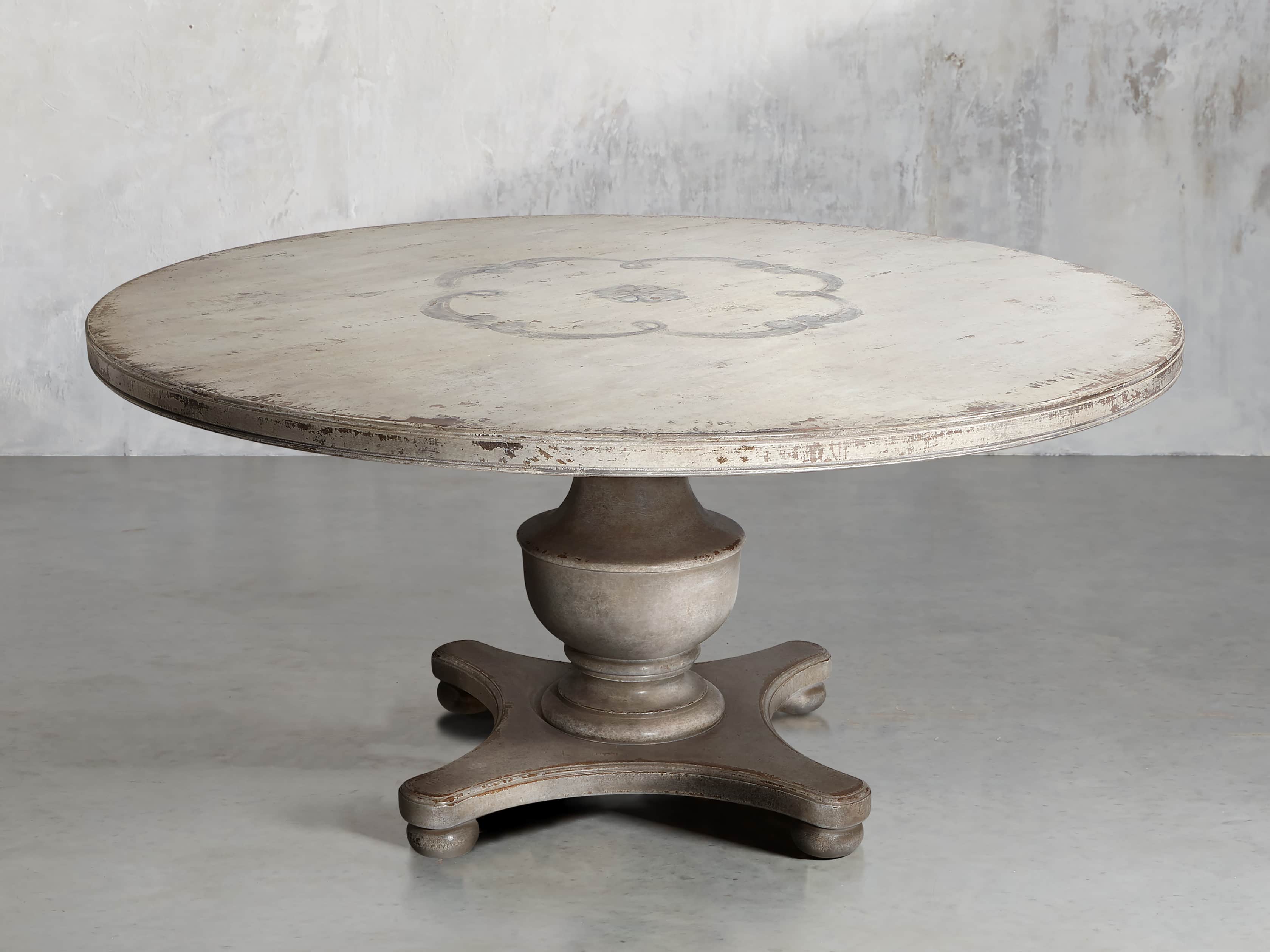 Biancca Center Scroll Bell’Arte Round Dining Table - Elegant Italian Style Wooden Table for Dining Room, Kitchen, or Breakfast Nook - Perfect for Family Gatherings & Dinner Parties