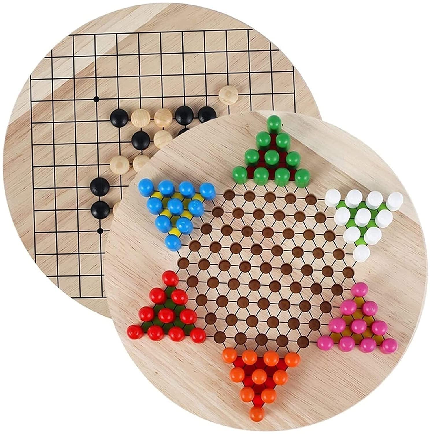 ZCYXQR Wooden Chinese Checkers Board Game - 34x34cm Classic Halma Strategy Game for Kids & Family | Educational Backgammon Pieces | Fun Intelligence Development | Perfect for Family Game Nights, Classroom Activities & Cognitive Skill Building