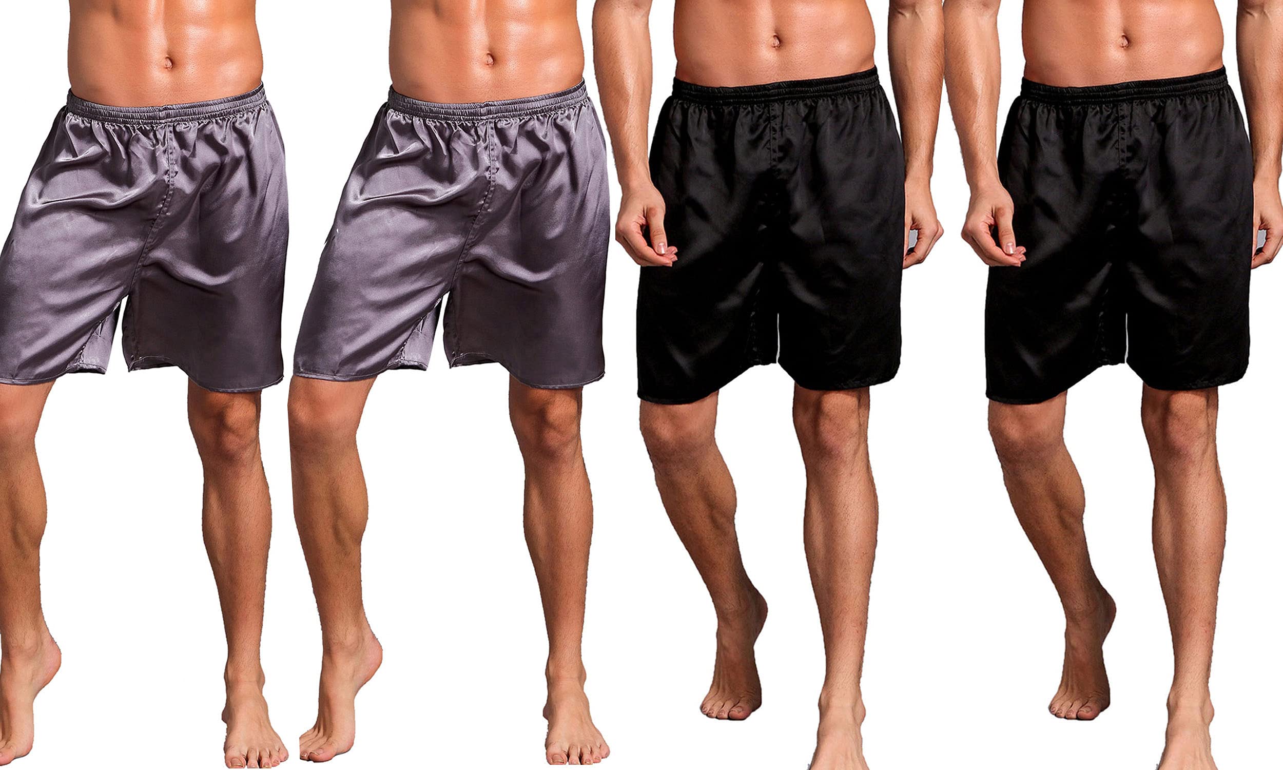 Men's Satin Boxer Shorts - Soft Silky Sleepwear & Lounge Pants - Comfortable for Home, Travel & Beach Vacation