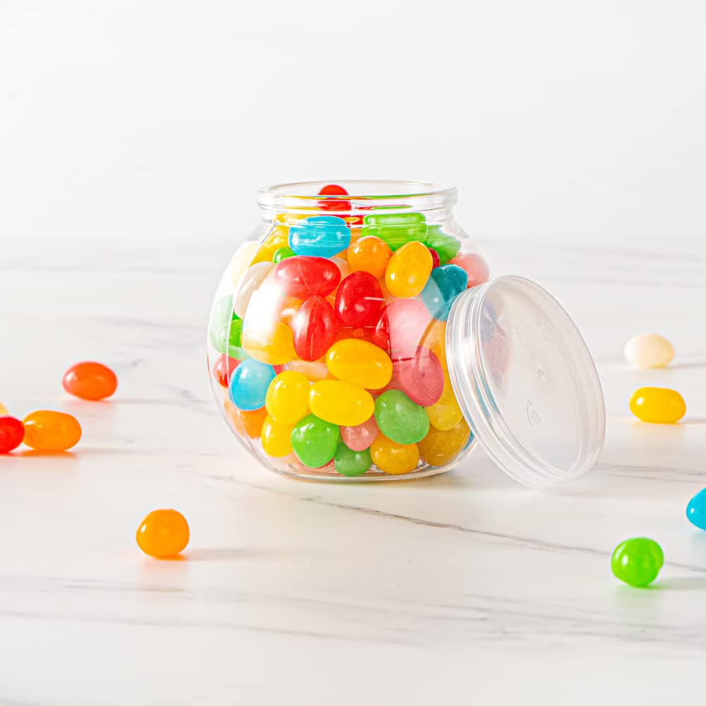 100-Pack 3oz Disposable Plastic Candy Jars with Snap-On Lids - Clear Bulbous Design for Yogurt, Parfait, Snacks, Spices & Desserts | Perfect for Party Favors, Wedding Decor, Candy Buffets & Small Food Storage