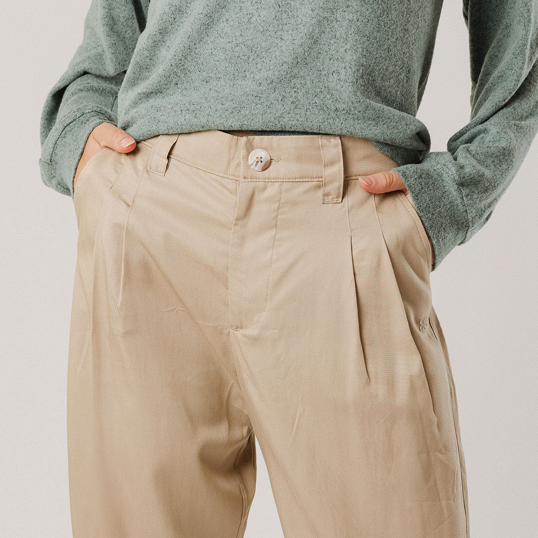 Stylish Brown Cotton Pleated Trousers for Women - Comfortable Office Pants & Casual Wear - Perfect for Work, Business Meetings & Everyday Outfits