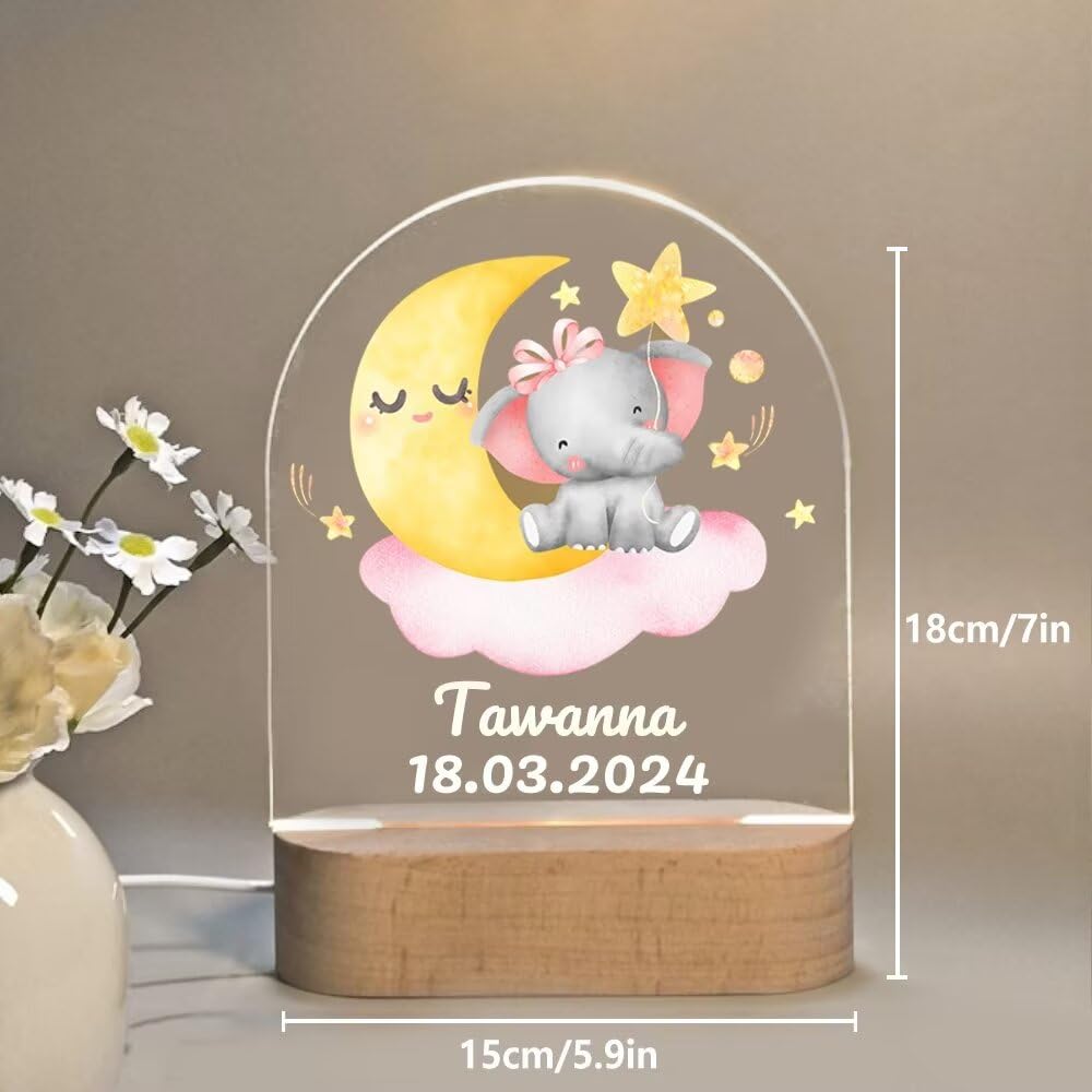 Personalized Night Light for Kids - Custom Name Baby Night Lamp, Dimmable Nursery Light for Boys & Girls | Perfect for Newborn Gifts, Birthday Presents, Baptism & Nursery Decor | Style 3
