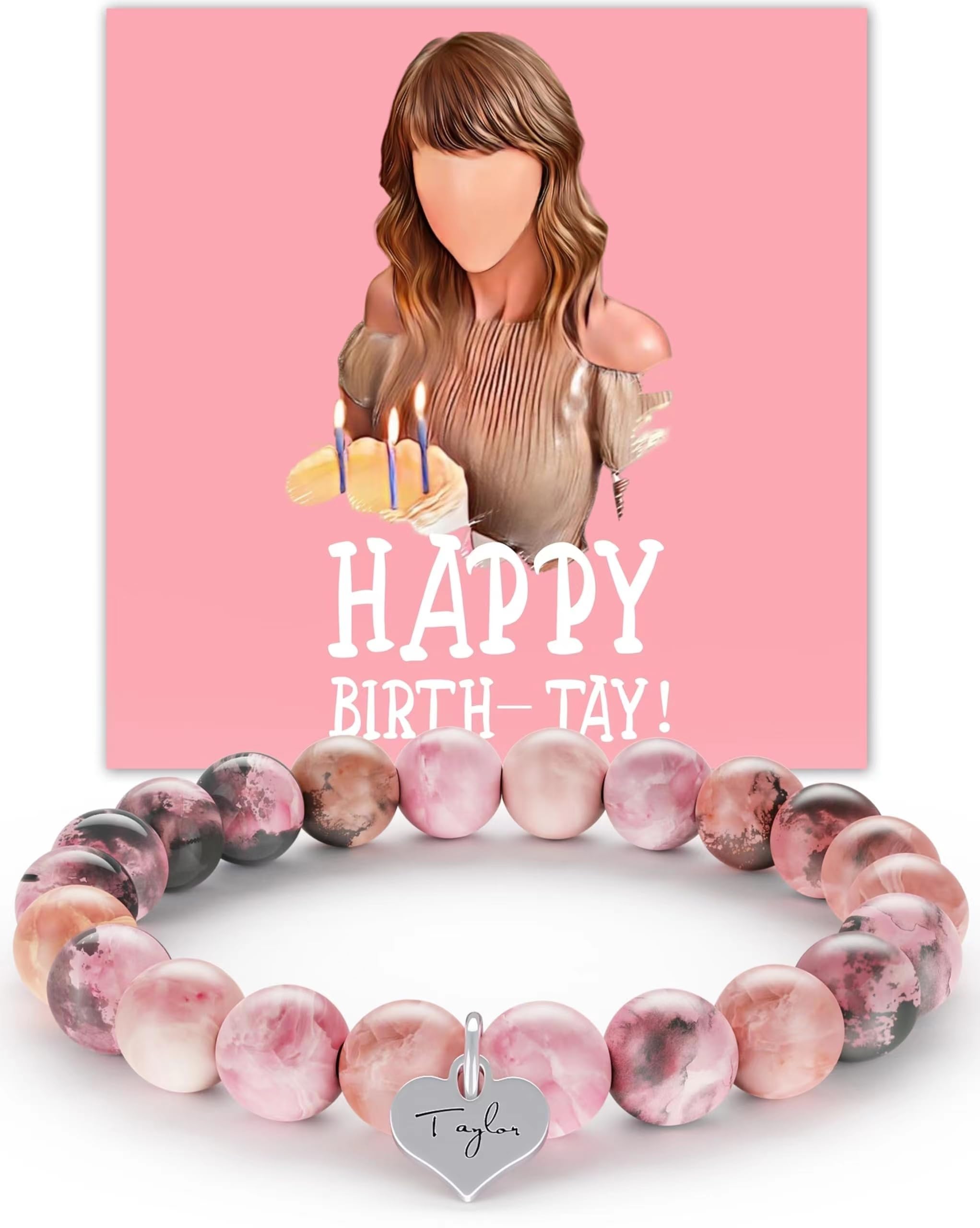 Taylor Swift Inspired Friendship Bracelets for Women & Girls - Birthday Gifts for Sisters, Best Friends | Pink Beaded Jewelry for Parties, Concerts & Everyday Wear | Medium Size Adjustable Wristband