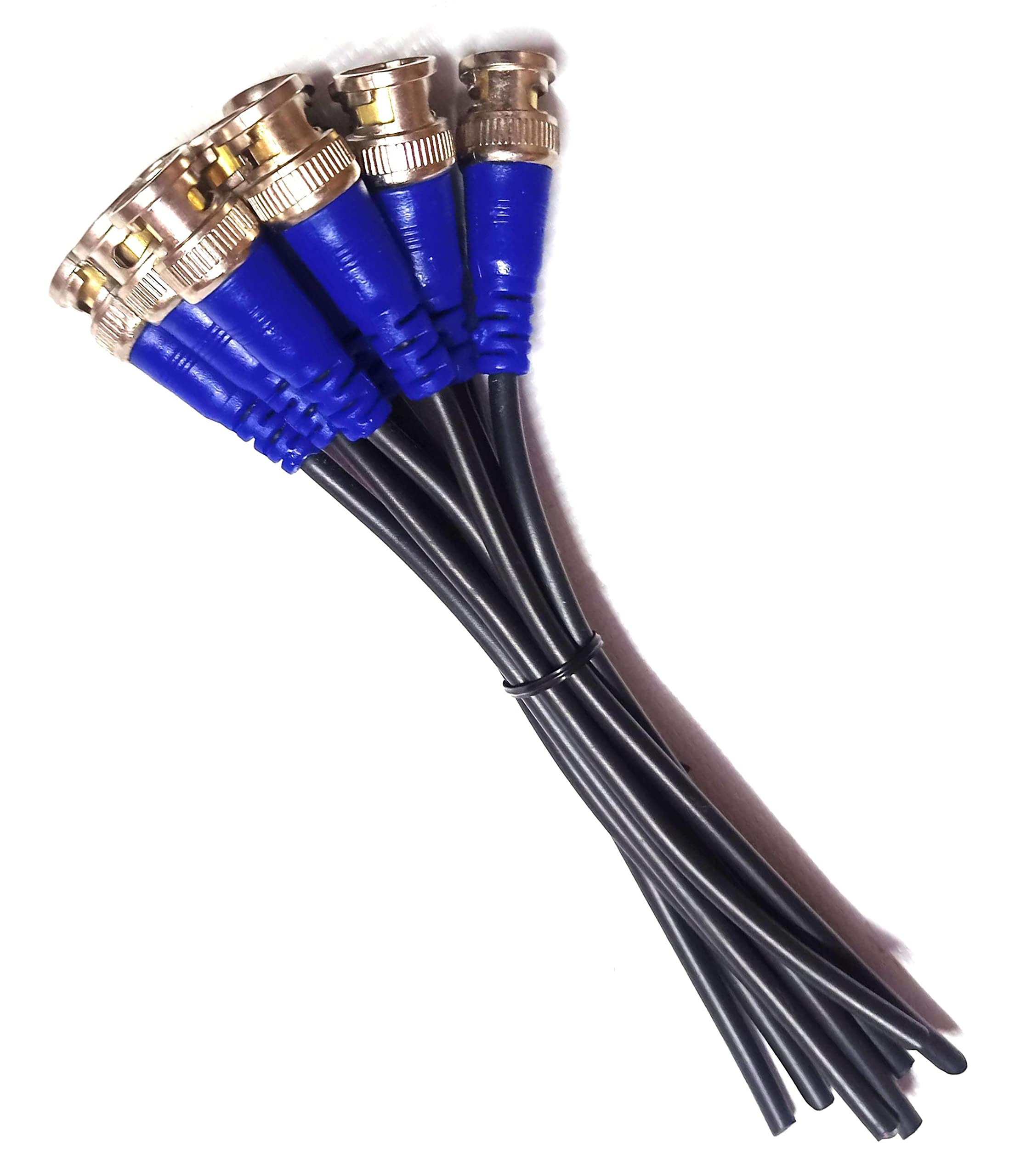 TAAPSEE 5-Pack BNC Connector with Copper Wire - 18CM CCTV Camera Cable for Surveillance Systems (Blue) - Perfect for Security Cameras, DVR Setup & Home/Office Monitoring