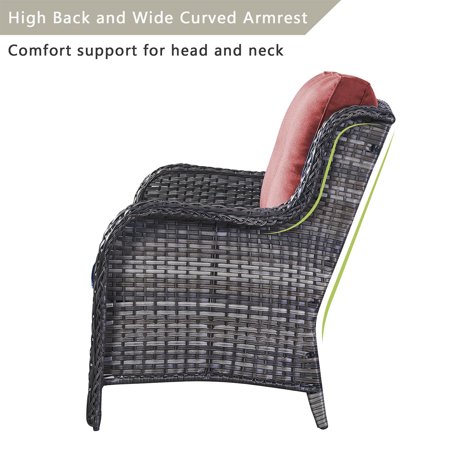 Outdoor Wicker Loveseat Patio Sofa - 2-Seater Rattan Couch with Deep Seating & Comfortable Cushions for Porch, Deck, Balcony (Mixed Grey/Red) | Perfect for Backyard Relaxation, Garden Lounging & Outdoor Entertaining