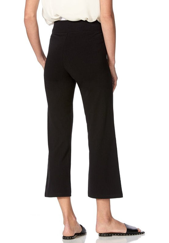 HUE Curbside Cropped Wide Leg Pants for Women - High Waisted Comfortable Lounge Pants (Sizes S/M) - Perfect for Yoga, Work from Home & Casual Outfits