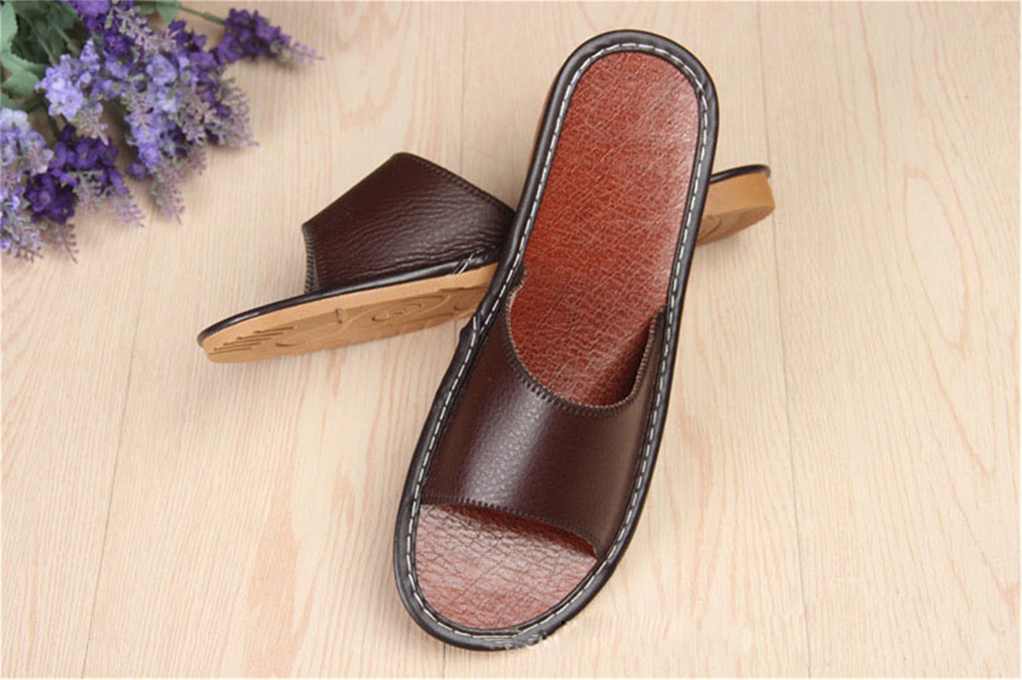 YILANLAN Women's Summer Leather Sandals - Non-Slip Bathroom Slippers for Home, Couples & Swimming | Comfortable House Shoes for Indoor/Outdoor Use