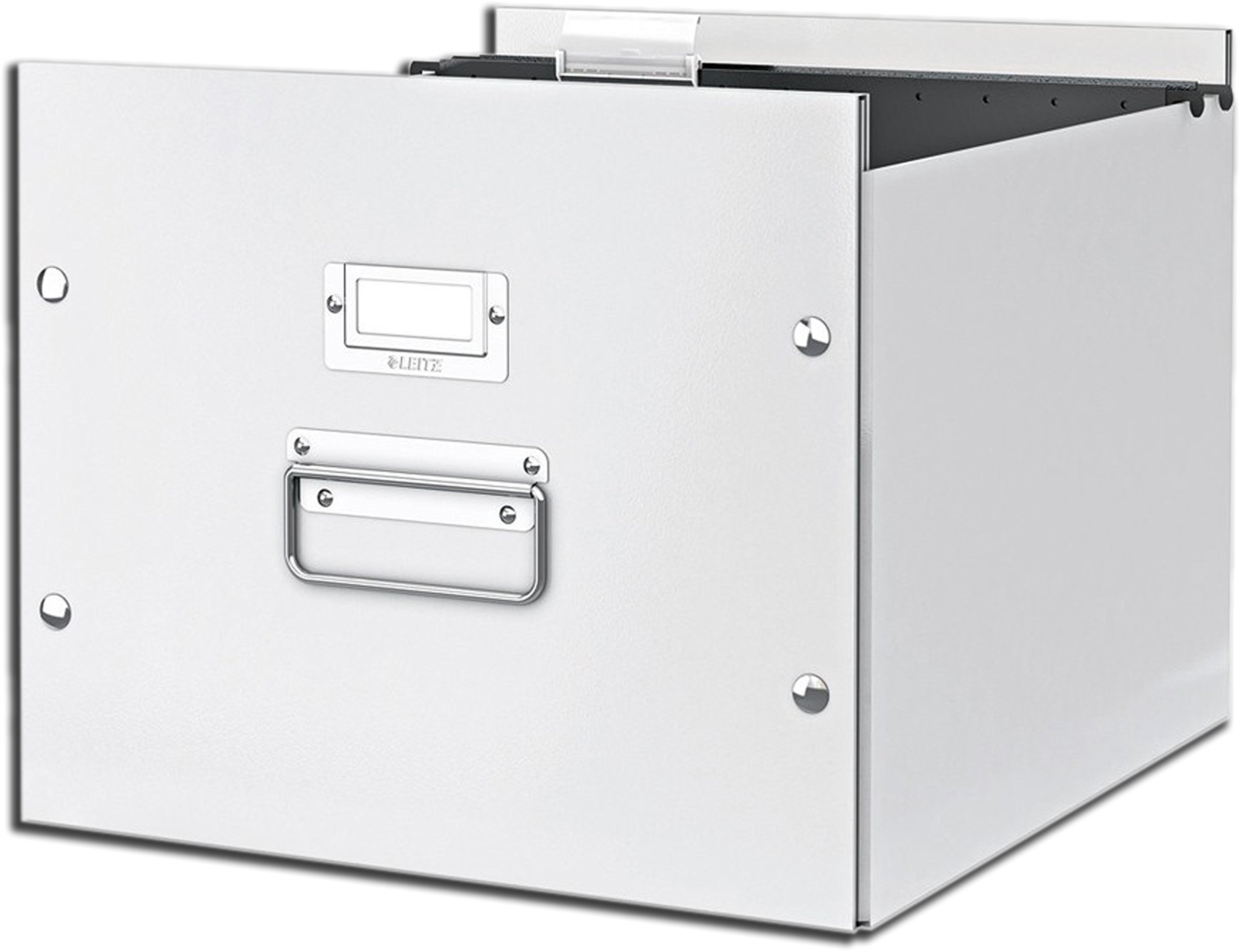 Leitz A4 Hanging File Storage Box with Lid - 2 Pack, White | Secure Document Organizer for Office, Home & School Files | Click & Store Design for Easy Transport & Organization