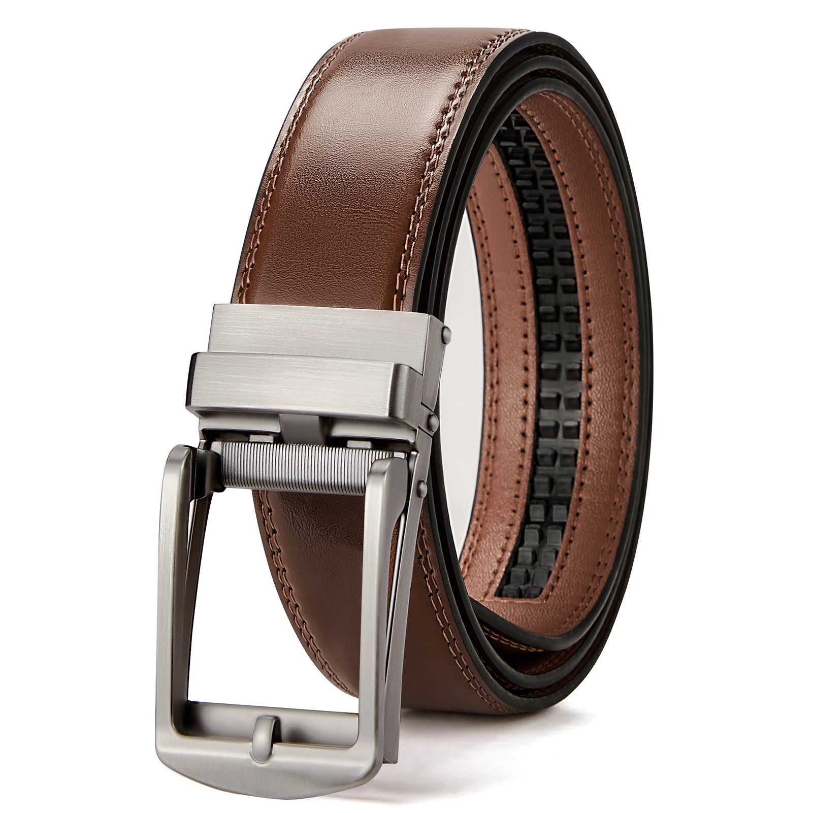 Bostanten Genuine Leather Ratchet Belt for Men - Adjustable Strap with Premium Buckle - Perfect for Business, Casual & Formal Wear