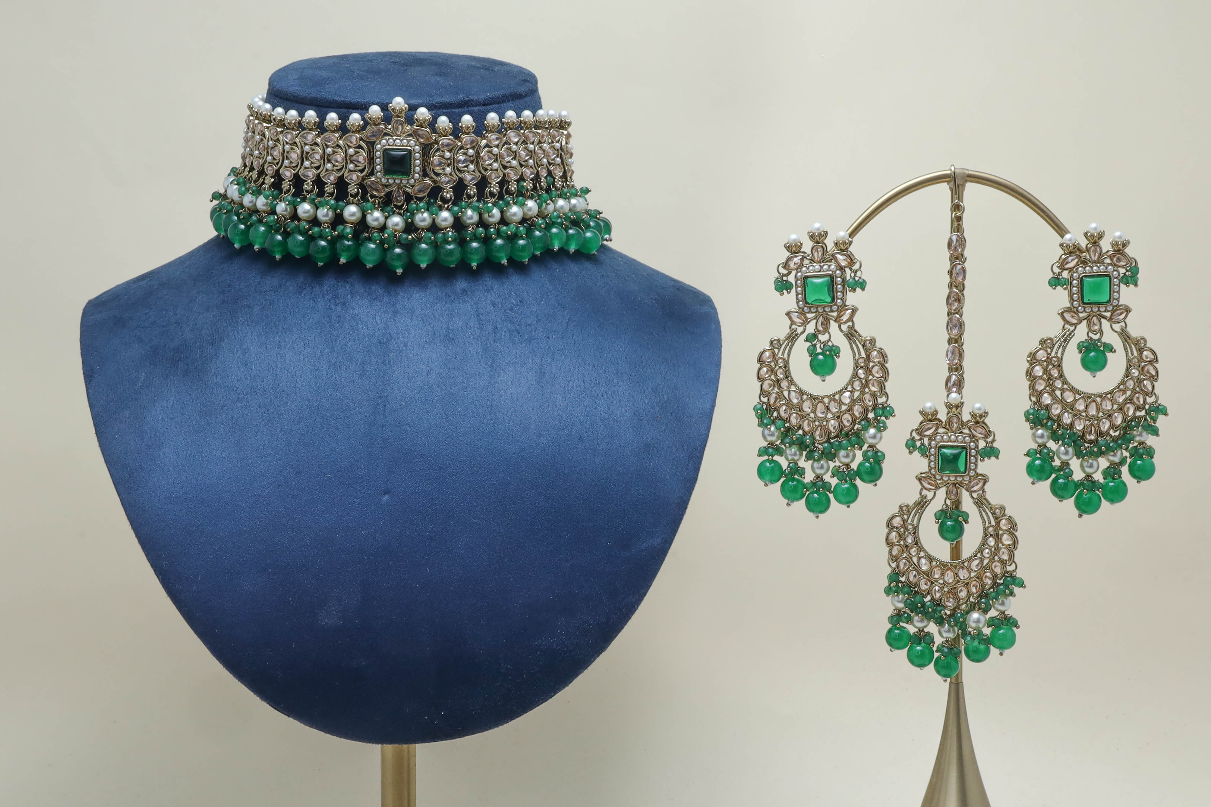 BHUMI POLKI Full Set Jewelry - Exquisite Indian Bridal Necklace Set for Weddings & Special Occasions