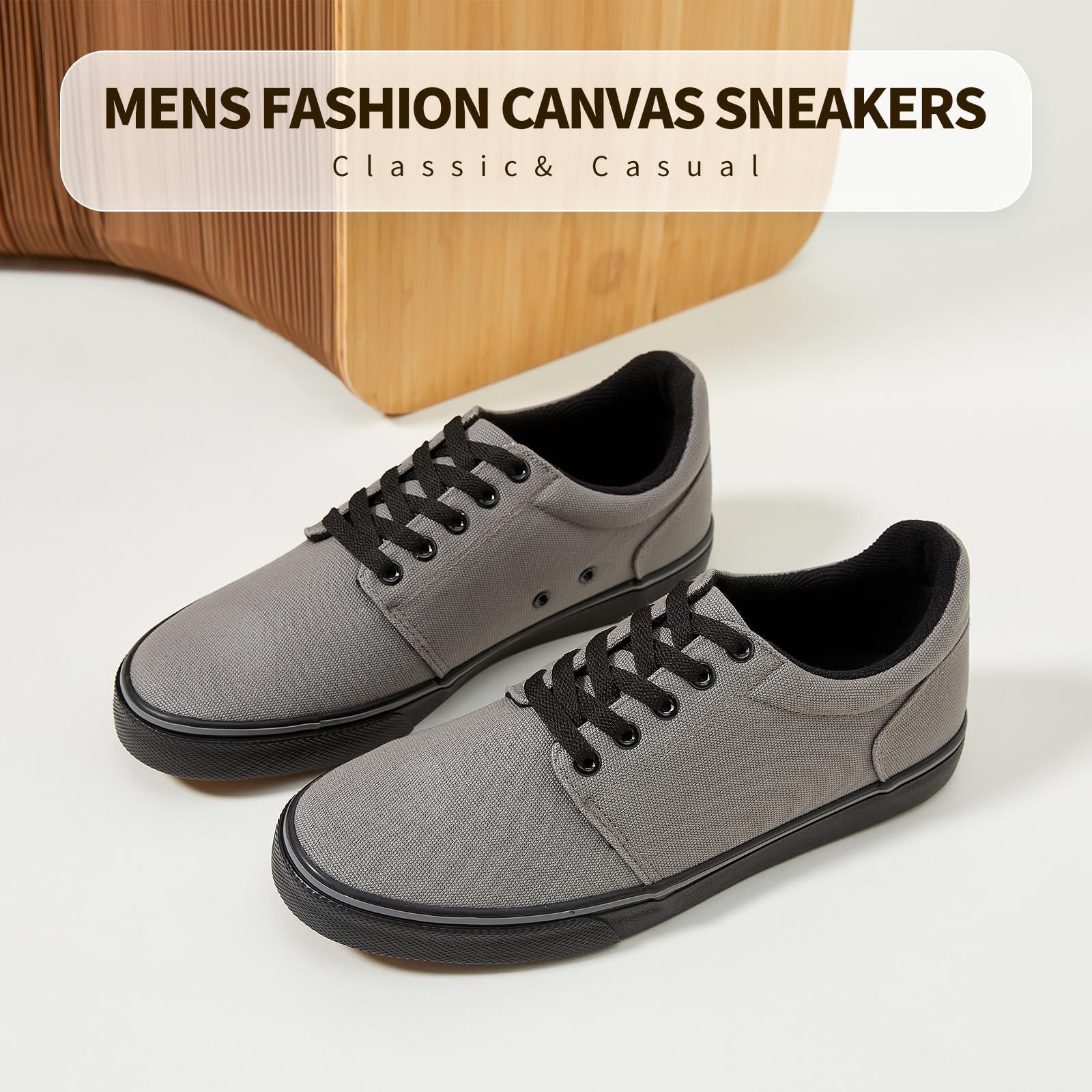 **Men's Classic Canvas Sneakers - Low Top Lace-Up Comfortable Skate Casual Shoes for Everyday Wear & Street Style**    *Use Scenarios: Perfect for casual outings, skateboarding, streetwear fashion, and everyday comfort.*