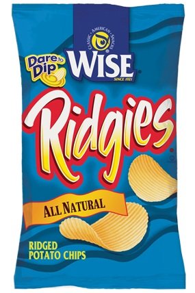 Wise Ridgies All Natural Ridged Potato Chips - Crunchy & Delicious - 9 Oz Bags (Pack of 12) - Perfect for Parties, Snacking & Lunchboxes