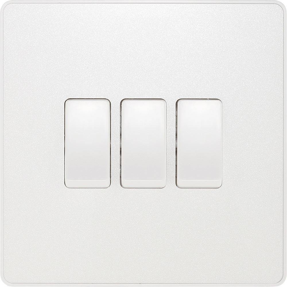 BG Evolve Pearl White 3G 2W Light Switch PCDCL43W - Smart Home Lighting Control for Living Room, Bedroom & Office