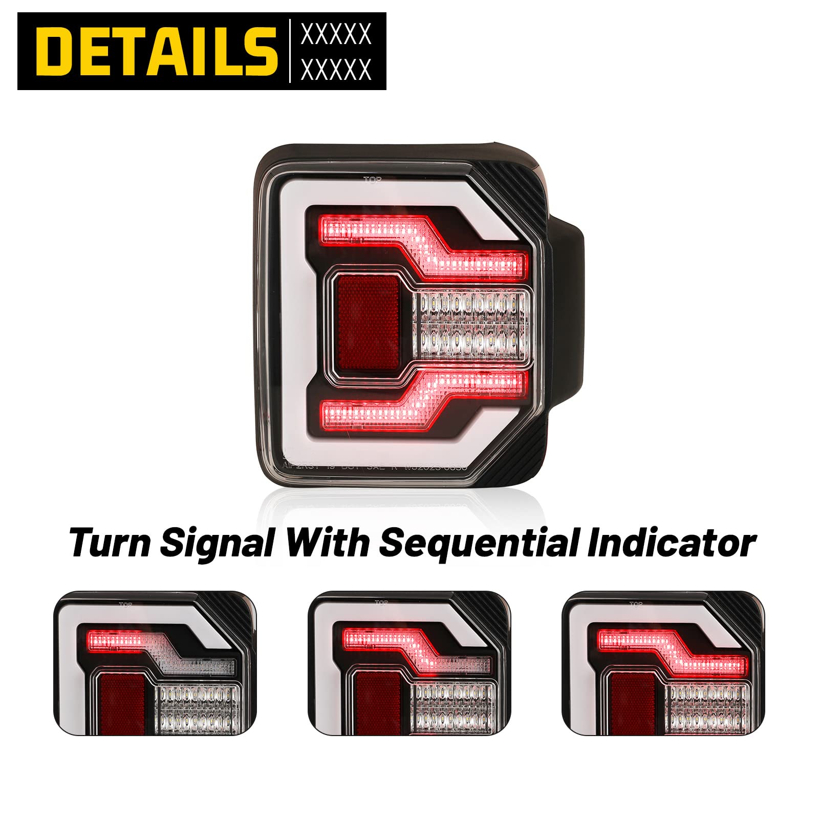 2018-2024 Jeep Wrangler JL LED Tail Lights with Sequential Turn Signal - Clear Lens Replacement Taillight Assembly (1 Pair) - Perfect for Off-Roading & Night Driving