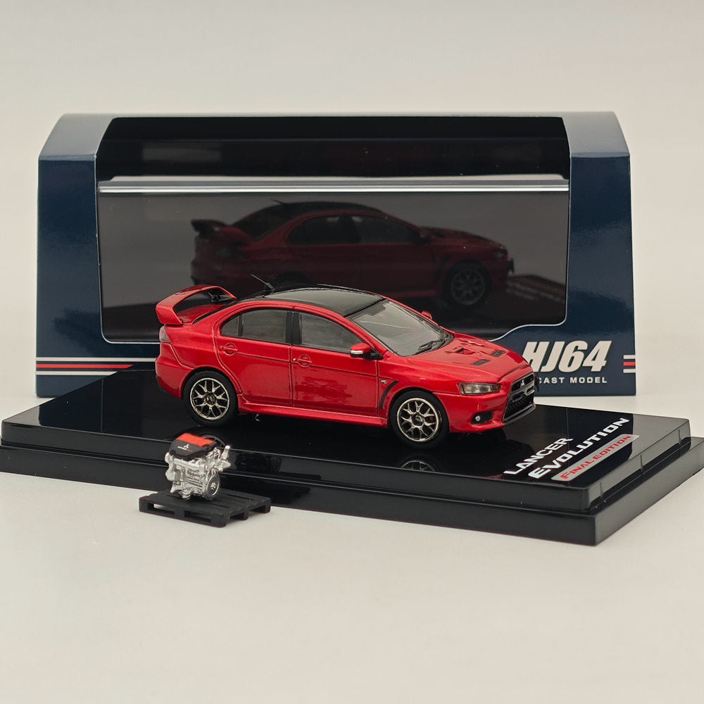 1/64 Scale Mitsubishi Lancer Evolution X Final Edition Red Diecast Model Car - Hobby Japan HJ642053CR - Perfect for Collectors, Display & Racing Enthusiasts