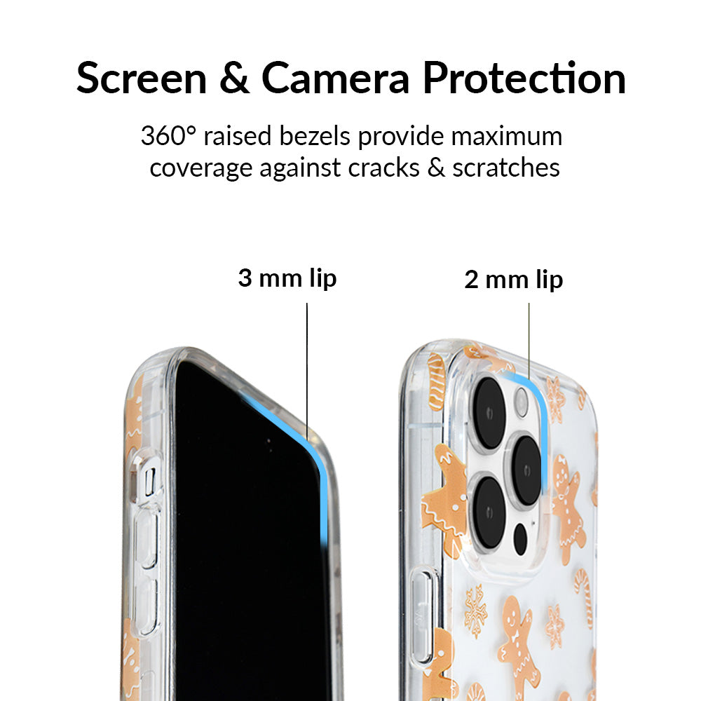 Festive Gingerbread Clear iPhone Case - Christmas Holiday Protective Cover for iPhone 13/14/15 - Perfect for Holiday Parties, Gifts & Winter Celebrations