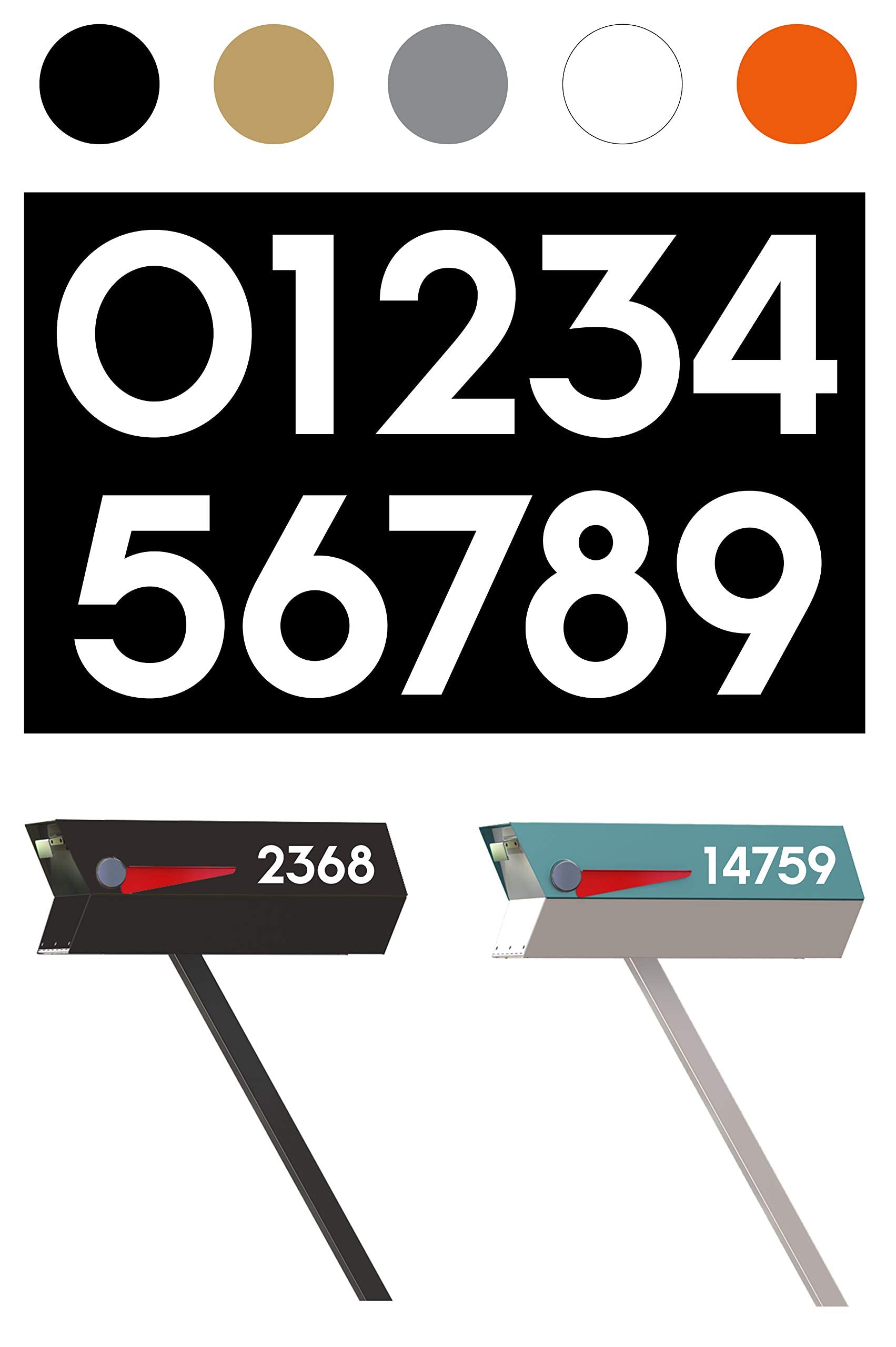 Custom Chalet Style Mailbox Numbers - Set of 2 Modern Address Plaques for US Homes | Weatherproof Metal House Numbers for Front Door, Porch & Yard Decor