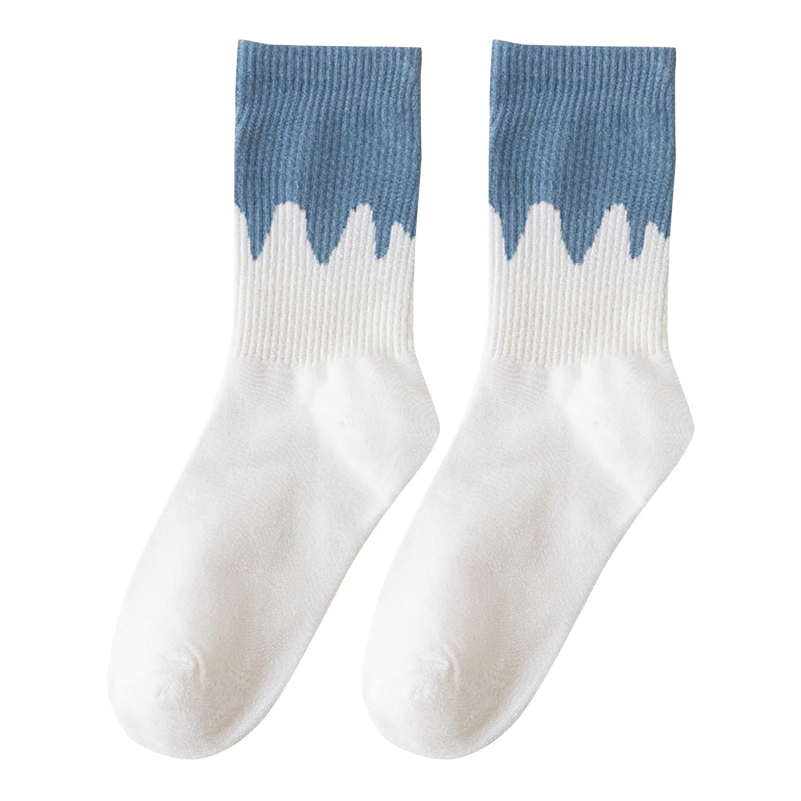 Women's Compression Socks - Breathable Striped Blue Plaid Sports Socks for Running, Travel & Work - Perfect for Autumn & Winter Comfort