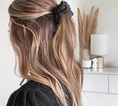 AP SALES 100% Grade A Mulberry Silk Scrunchies - Soft No Crease Hair Ties for Women, Satin Fabric Hair Bands (Pack of 4, Rose Gold) | Perfect for Workouts, Office & Everyday Use