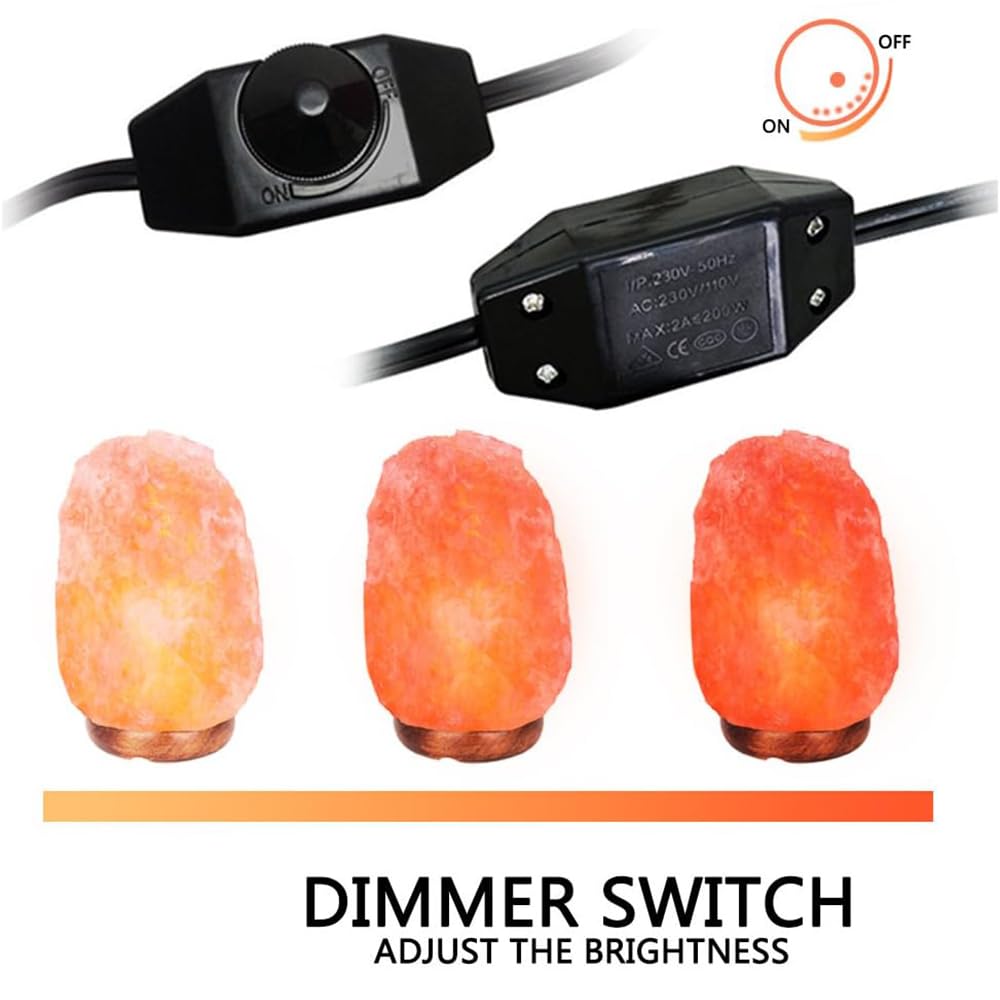 Himalayan Salt Lamp Cord Replacement with Dimmer Switch - 5ft E12 Halogen Bulb Cord Kit for Salt Rock Lamps (Includes 6 Christmas Bulbs & Base Assembly) - Perfect for Bedroom, Yoga Studio & Relaxation Spaces