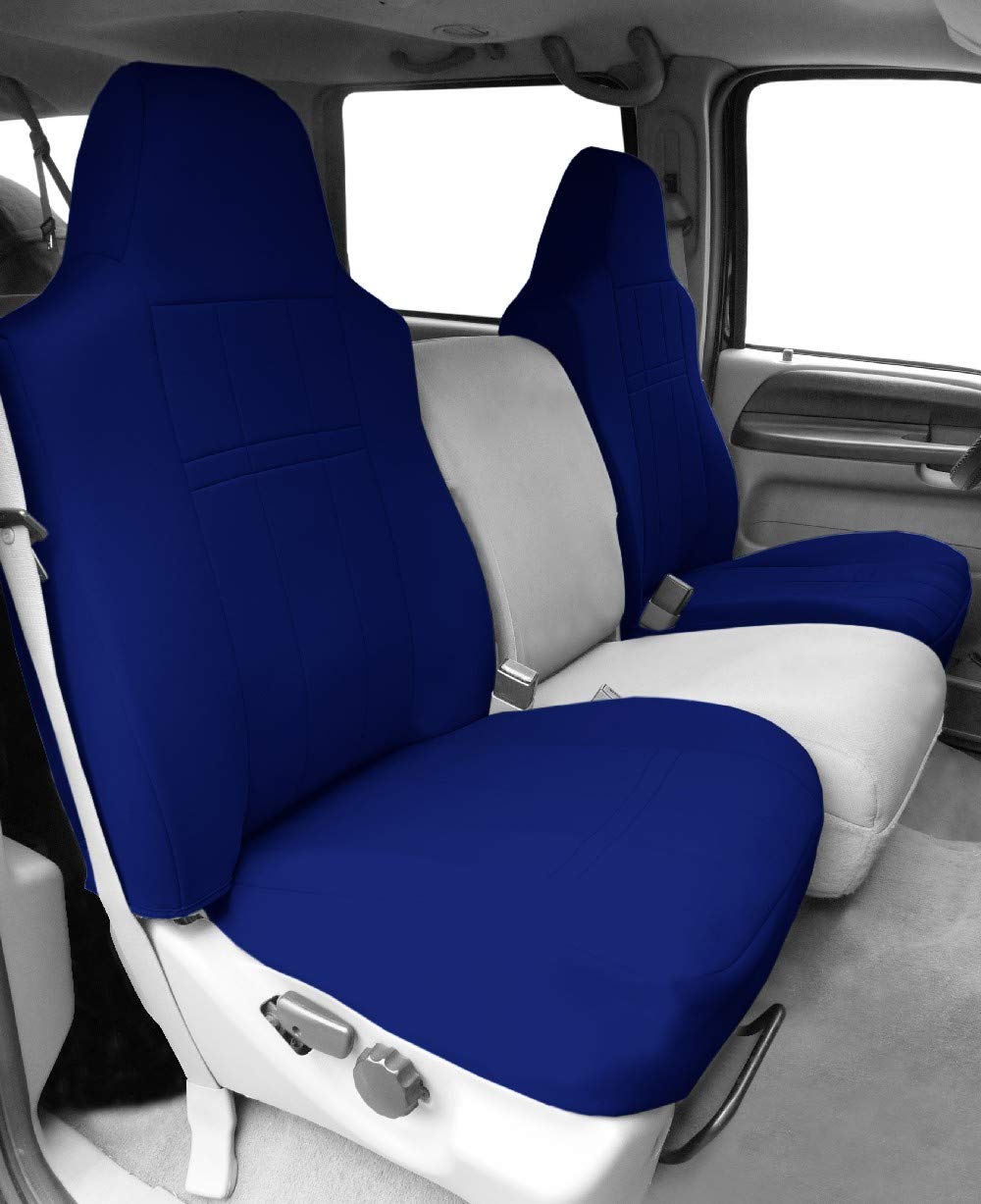 Premium Neoprene Seat Covers for 1980-1995 Jeep CJ7 & Wrangler - High Back Bucket Seats with Blue Insert & Trim | Durable, Custom Fit Protection for Off-Road Adventures & Daily Driving
