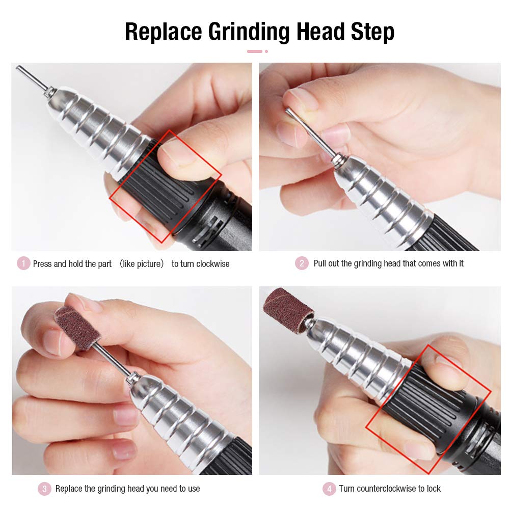 Professional Cordless Electric Nail Drill Kit - 30000 RPM Rechargeable Manicure Pedicure Tool with 6 Bits & LED Light | Perfect for Home Salon, Nail Art & DIY Nail Care